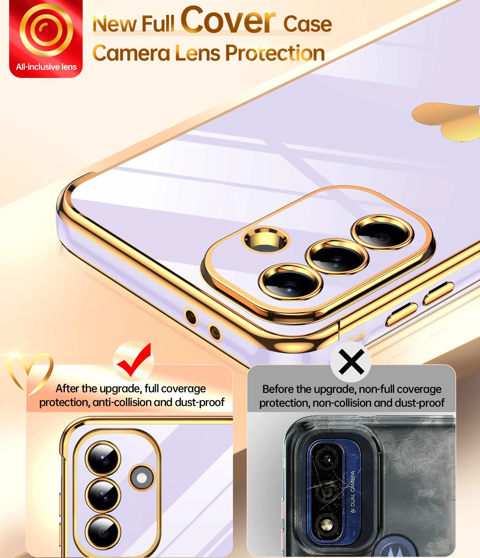 LeYi Etui do Samsung Galaxy A56 5G etui ze szkła hartowanego [2 paczki], miłość serce zderzak miękki silikon TPU cienki futerał ochronny na aparat do Samsung A56 kobiety, fioletowy