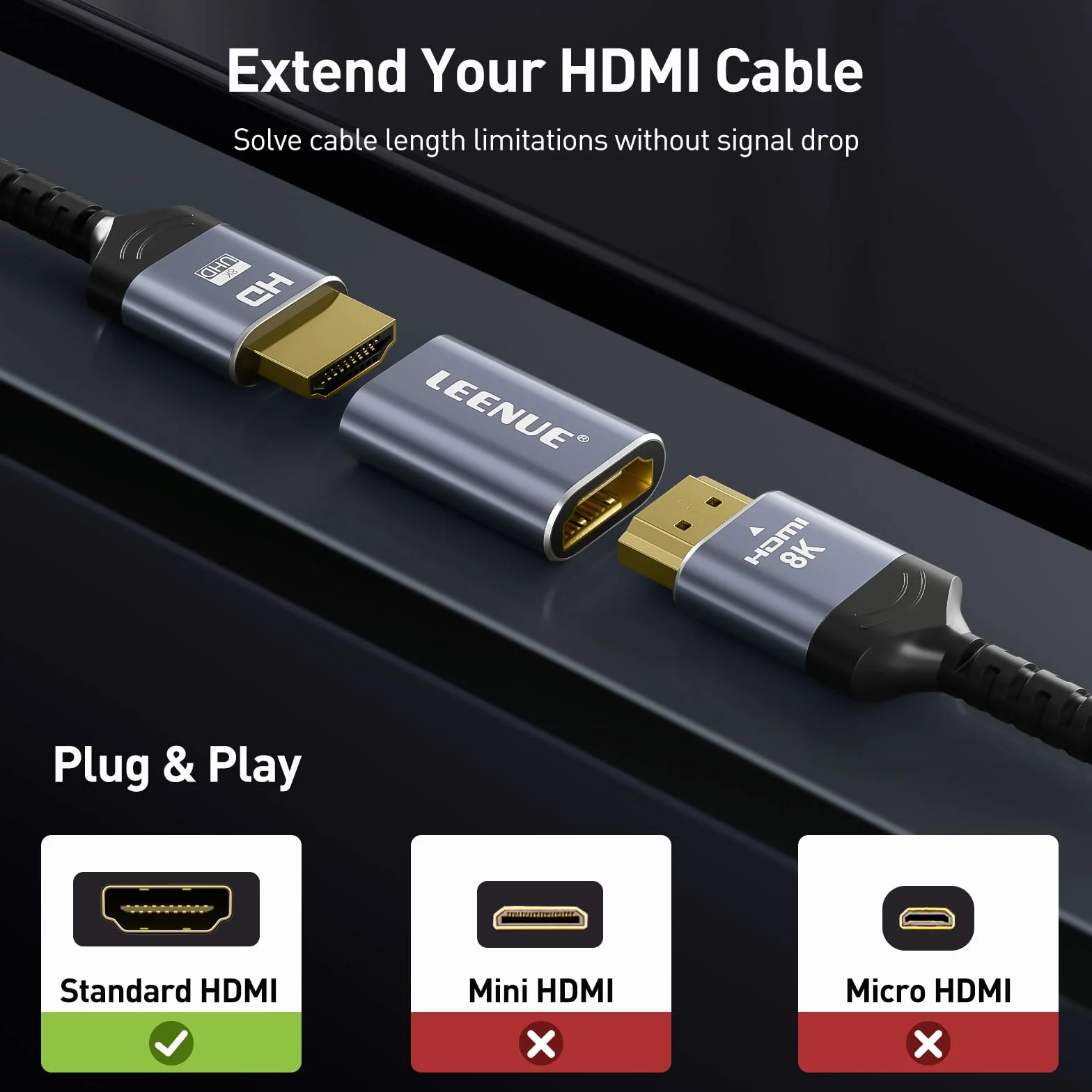 Aluminiowy adapter HDMI 2.1 złącze żeńskie żeńskie 8K 60Hz 4K 120Hz 2 sztuki