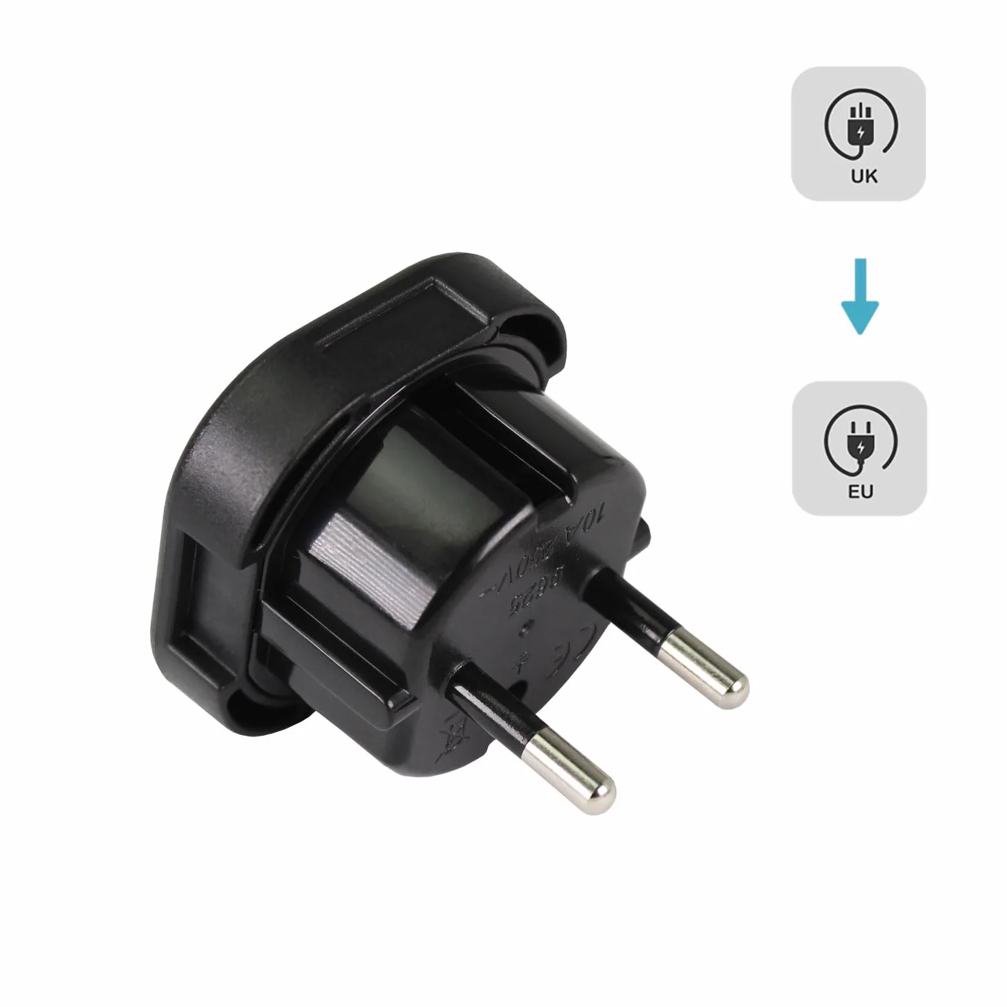OcioDual 2x Adapter wtyczki brytyjskiej, adapter wtyczki brytyjskiej do europejskiej, wtyczka typu G, konwerter 3-stykowy z Anglii na 2-stykowy z Europy z blokadą, czarny