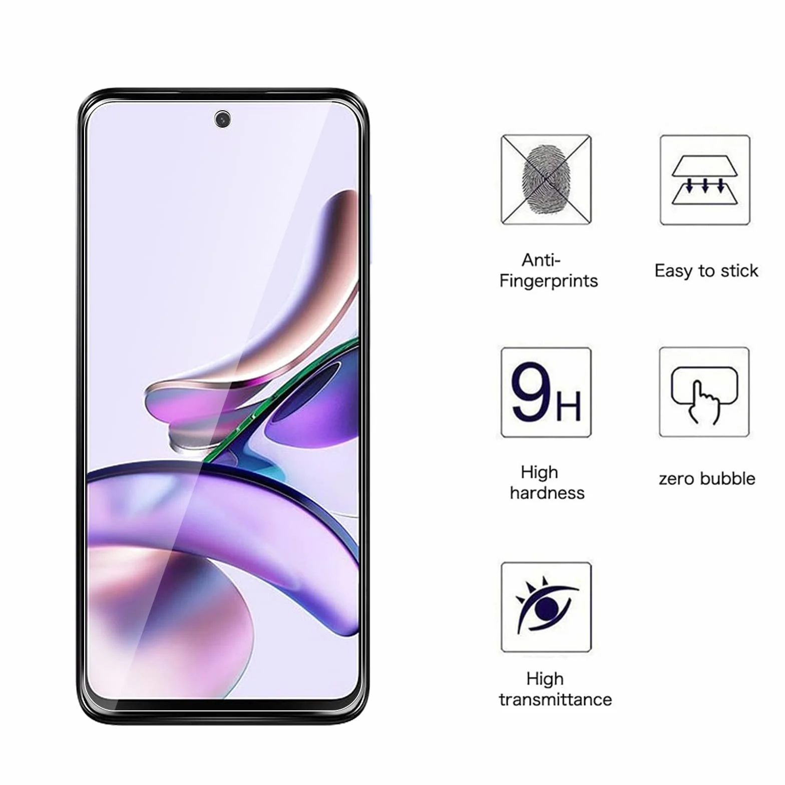 WFTE Ochraniacz do ekranu do Motorola Moto G13/G23/G53, 2 szt., twardość 9H, bez odcisków palców, bez pęcherzyków, ochraniacz ze szkła hartowanego, ochraniacz do Motorola Moto G13/G23/G53