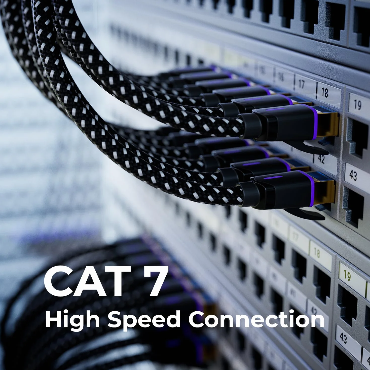 deleyCON 2m CAT7 Kabel Krosowy Nylonowy (10 Gbit/s, Ekranowanie S/FTP, Miedziany) Gigabit Sieciowy Ethernet Kabel RJ45 Wtyczka POE CAT 7 LAN do PC PS5 Routera Modemu TV Switch Laptop - Schwarz