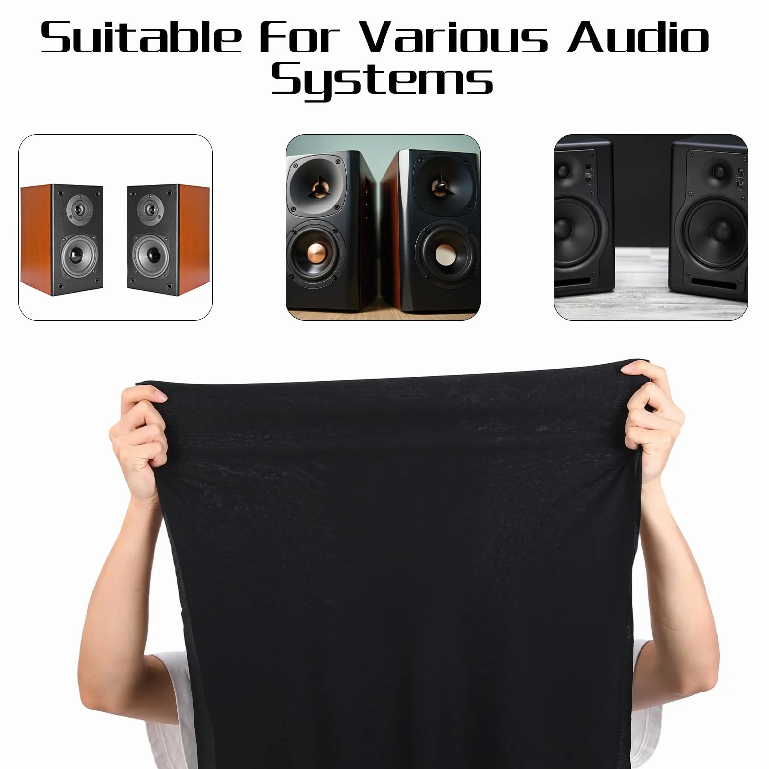 Xinjoduz czarna tkanina na głośniki 170 x 50 cm siatka głośnikowa nieprzezroczysta osłona ochronna do stereo audio