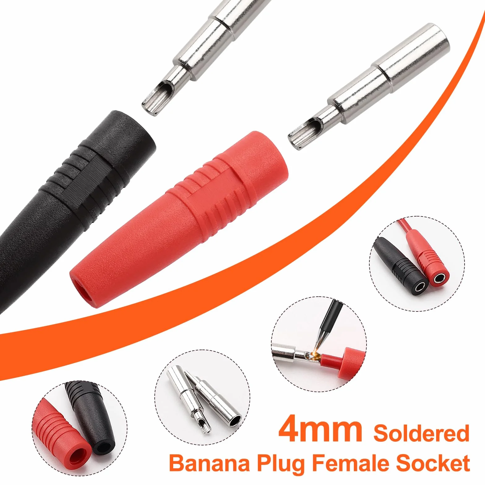 Wtyki Bananowe Żeńskie 4mm Niklowane Lutowane 10 Sztuk do Głośników Hi-Fi