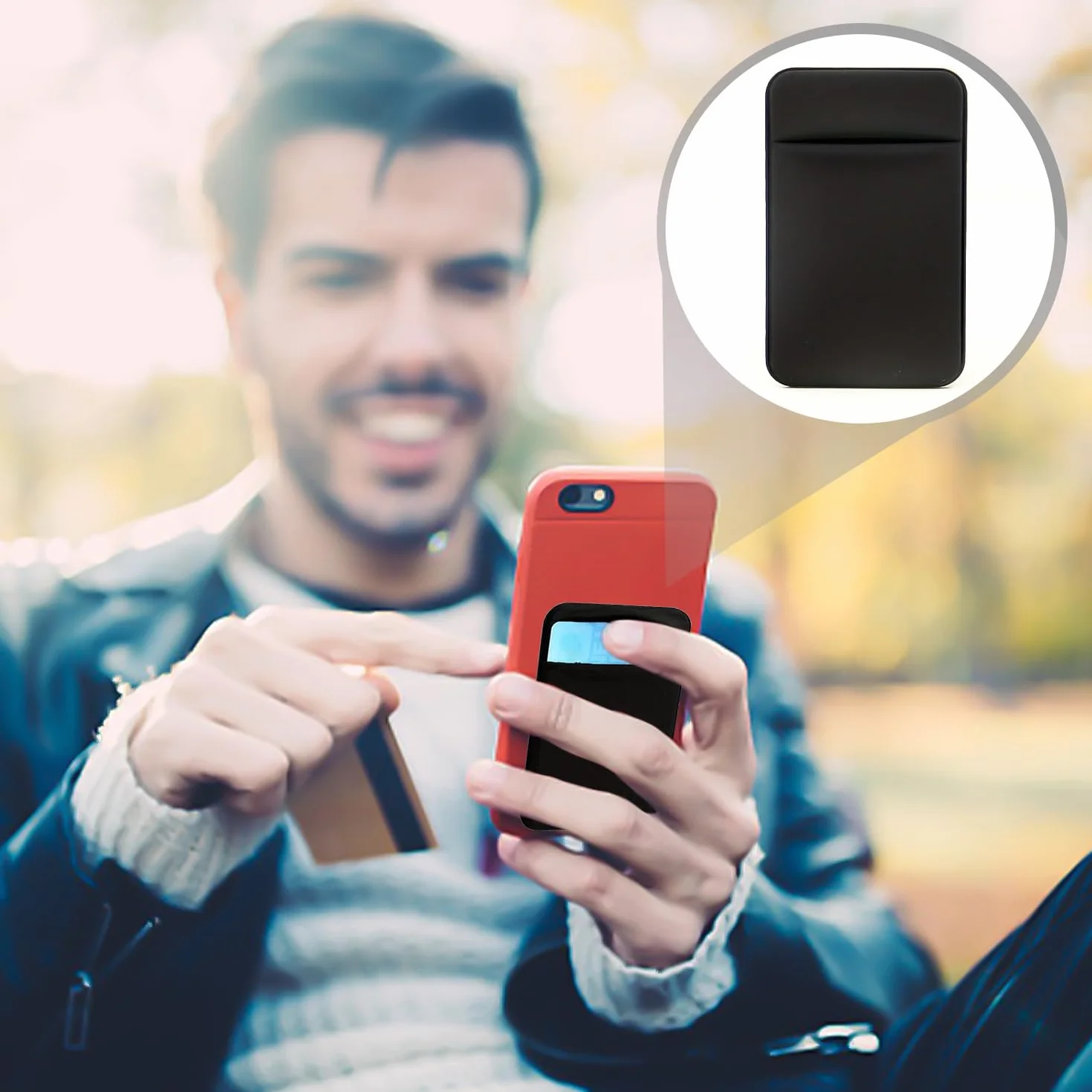 4 sztuki naklejek na tył telefonu komórkowego, uchwyt na karty, samoprzylepne etui na telefon komórkowy, elastyczny uchwyt na karty, akcesoria do telefonów komórkowych (czarne), czarny, 5,8 *