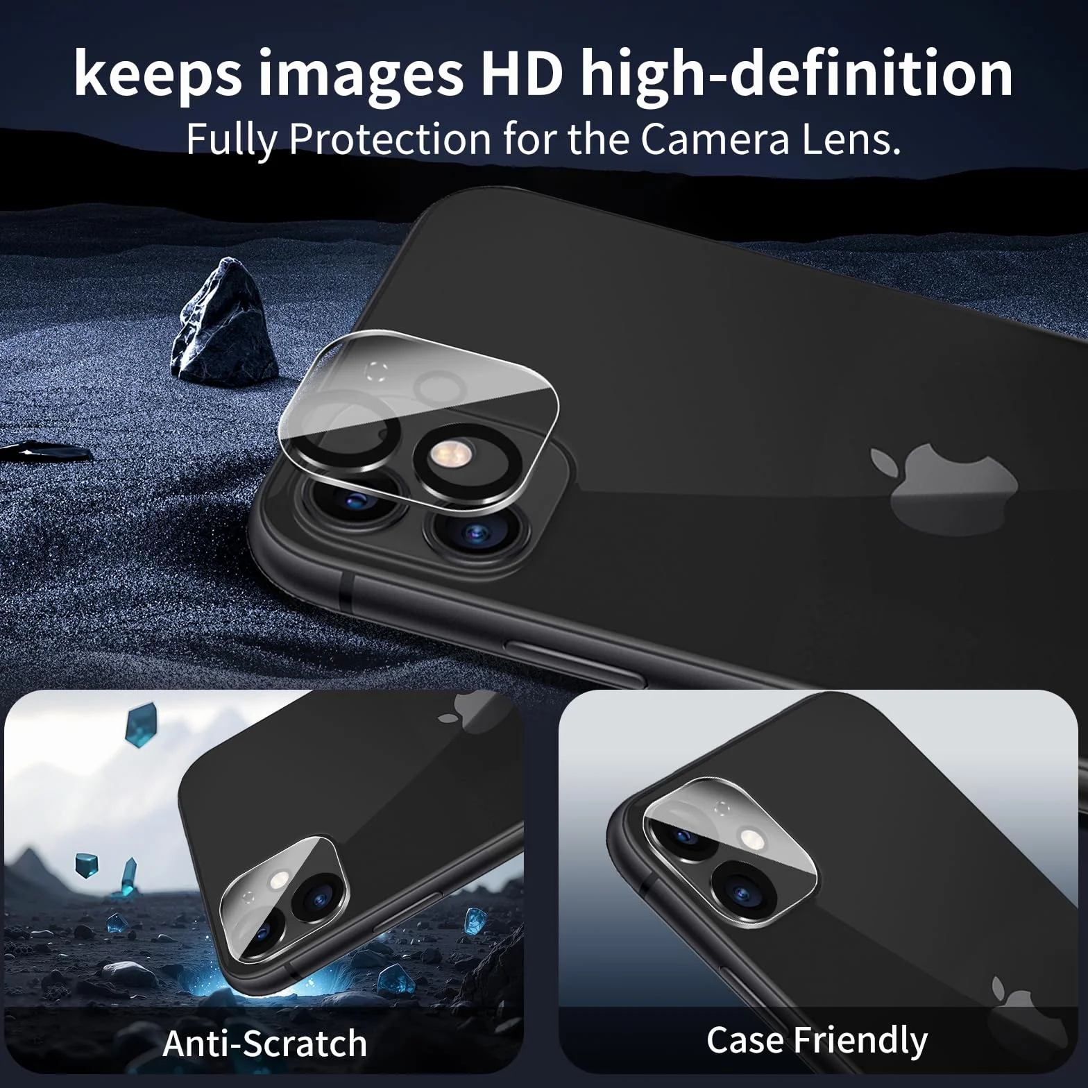Szkło hartowane 9H do iPhone 11, przezroczyste HD, odporne na zarysowania, zestaw 3 sztuk + 3 osłony aparatu