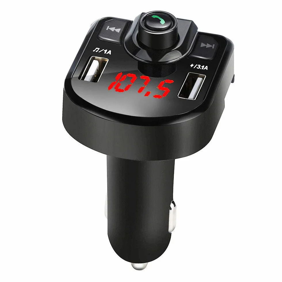 Bluetooth 4.2 samochodowy transmiter FM, bezprzewodowy zestaw głośnomówiący, modulator radia samochodowego, odtwarzacz MP3, odtwarzacz MP3, 3,1 A, Dual USB, adapter do gniazda zapalniczki samochodowej