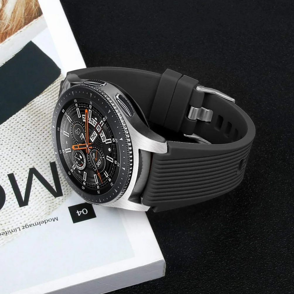 Pasek kompatybilny z Samsung Galaxy Watch 46 mm, Galaxy Watch 3 45 mm, Gear S3 Frontier / Classic, 22 mm, miękki silikon, zapasowy pasek do Huawei GT 2