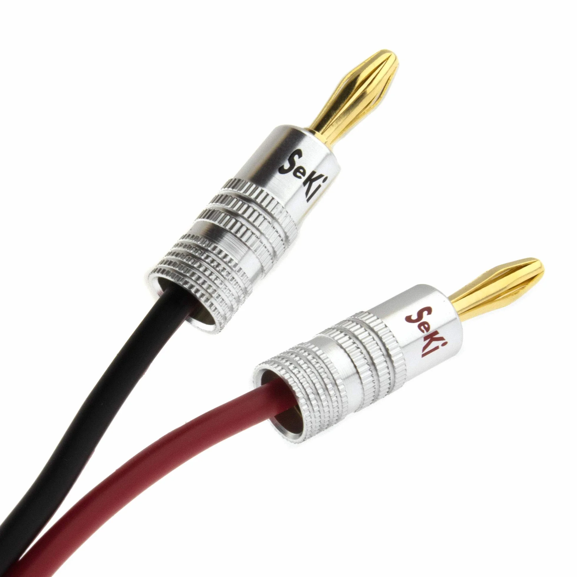 SeKi 2 x wtyk bananowy 24 K pozłacany do kabla głośnika do 6 mm² z kodowaniem kolorowym (czerwony i czarny) do podłączenia kabla do urządzeń HiFi, stopni wyjściowych, odbiorników AV, wzmacniaczy i wieży stereo