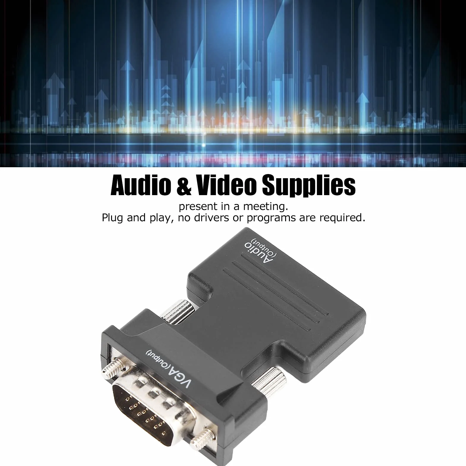 Konwerter Przejściówka HDMI na VGA 1080P - Synchronizacja Audio i Wideo z Kablem Audio 3,5 Mm do Laptopów, Komputerów, Monitorów