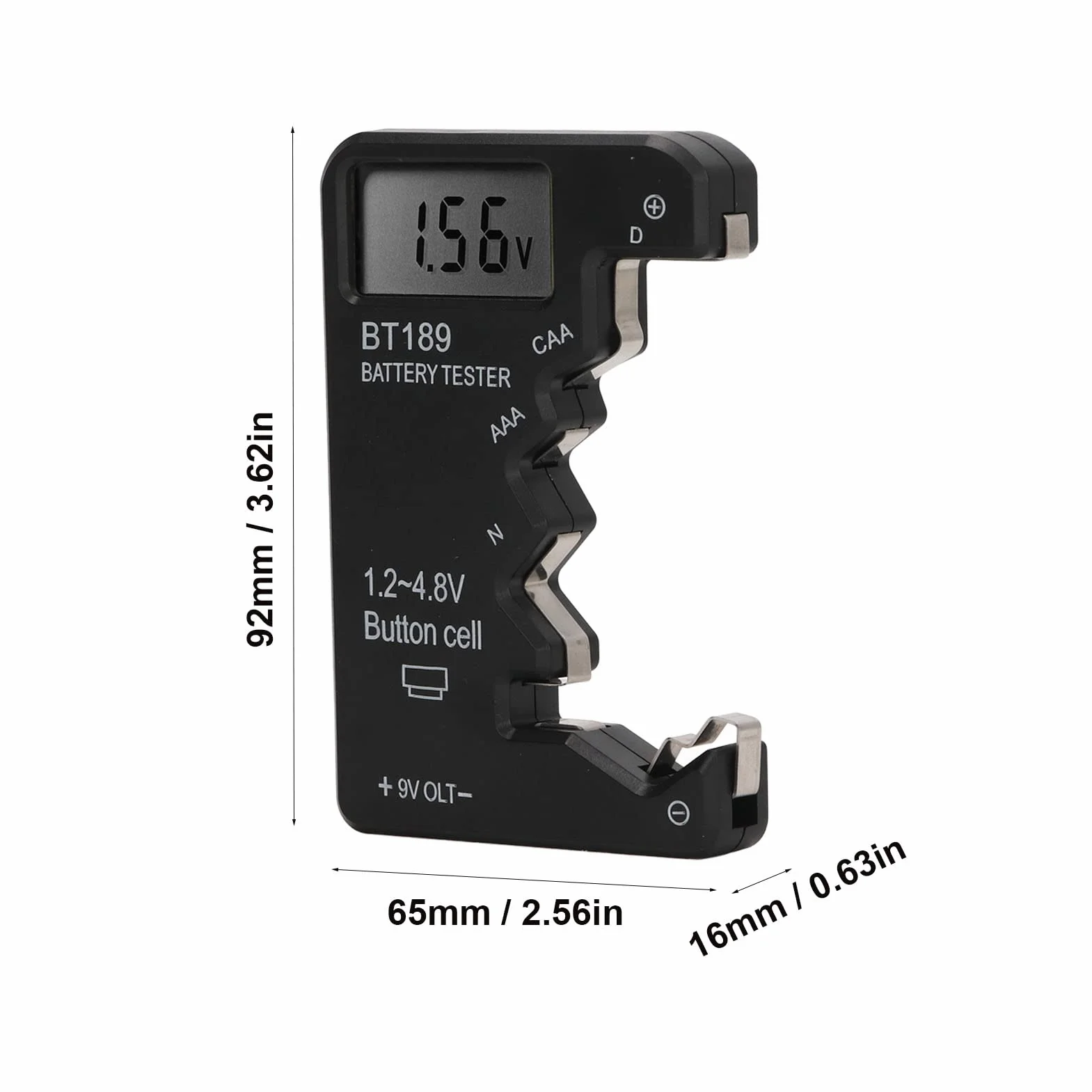 Tester Baterii, Wyświetlacz LCD Uniwersalny Kontroler Baterii do Baterii AA AAA 6F22 9V 1,5V, Tester Baterii do Baterii Domowych - Smal Electrical Equipment (Czarny)