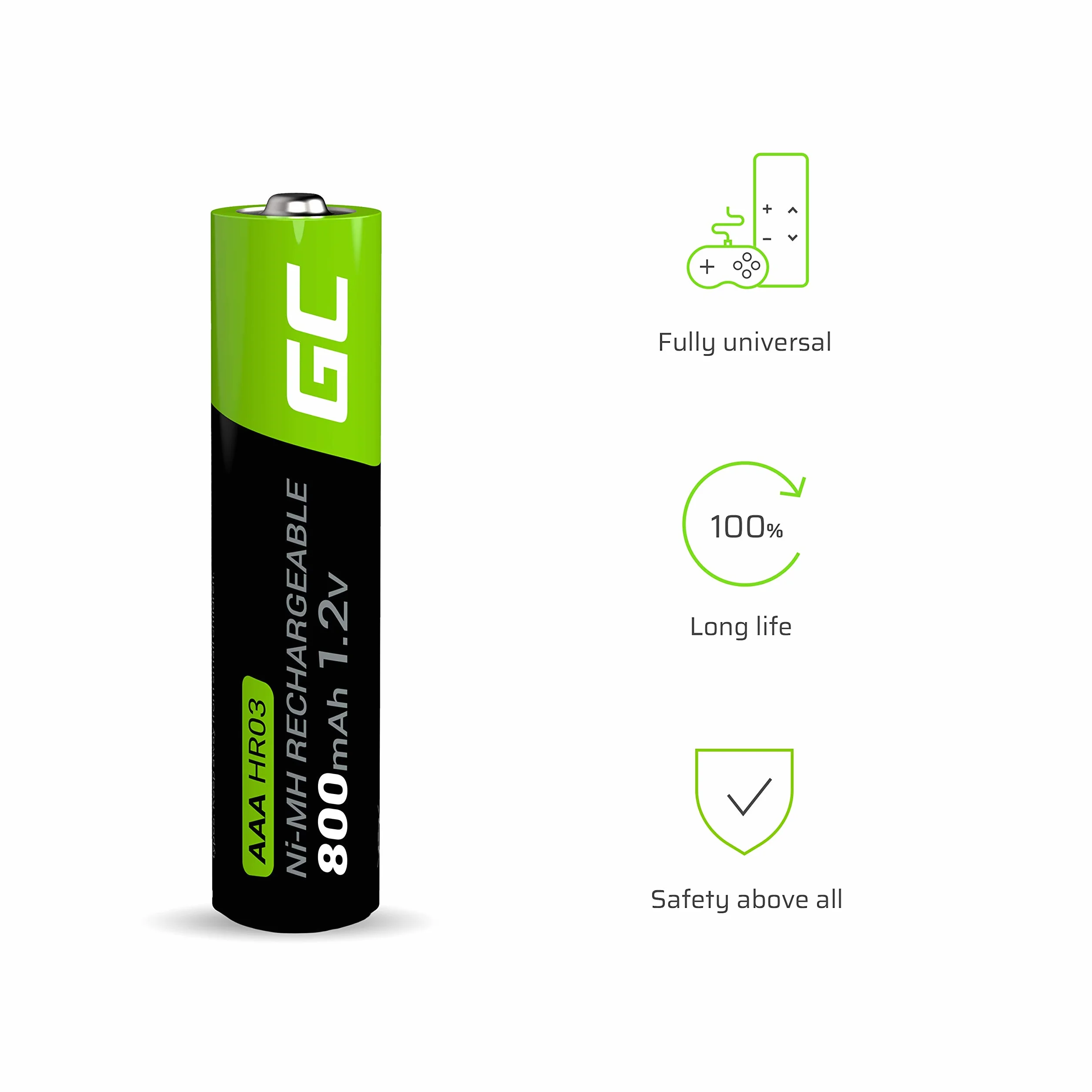 Green Cell Baterie Akumulatorki Paluszki 4x AAA HR03 800mAh
