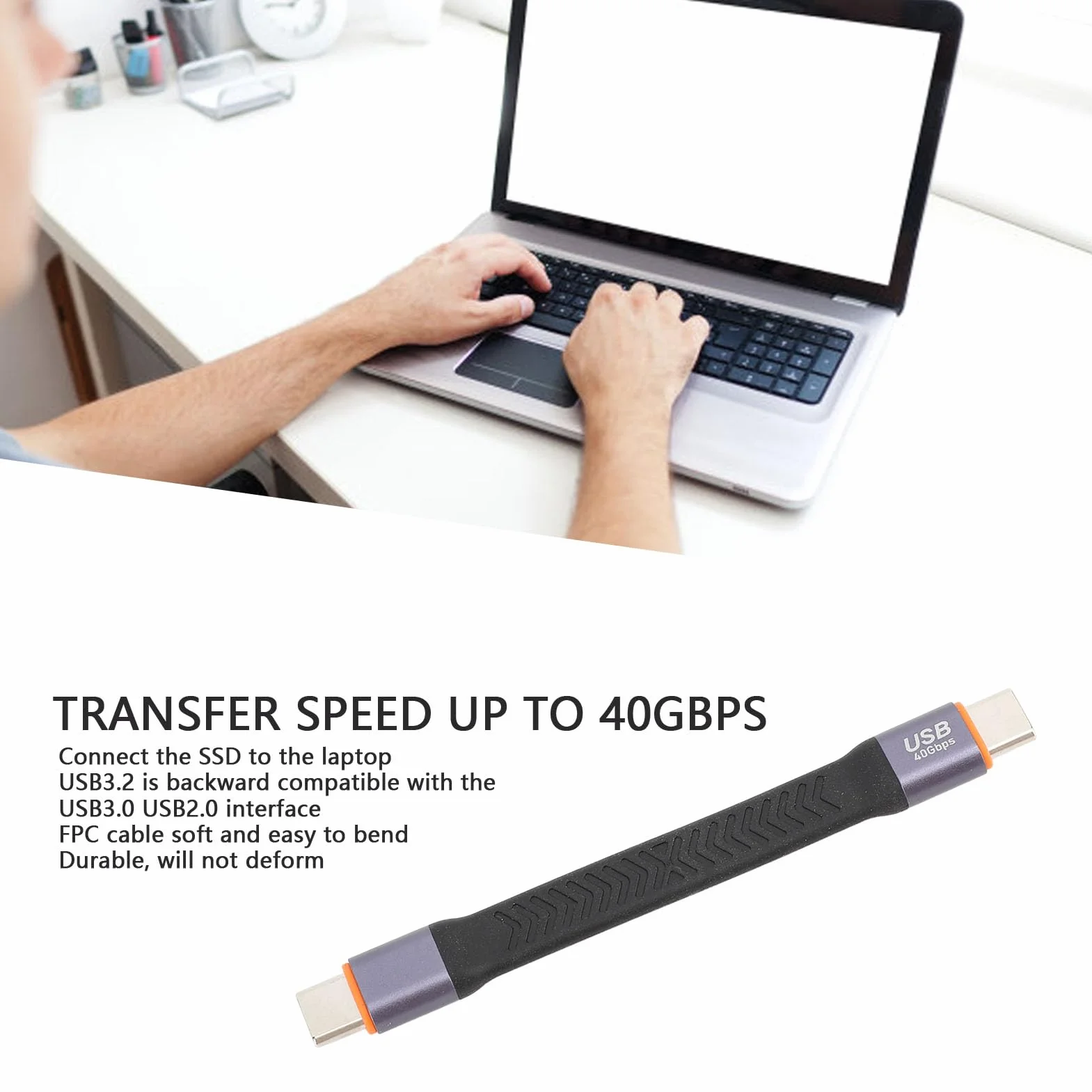 Kabel USB C do USB C, Kabel do Przesyłania Danych 40 Gb/s Typu C do Laptopa, Kabel USB3.0 i USB2.0 do Przesyłania Danych Usbc do Usbc, Kabel USB 3.2 Gen 2 Typu C do Laptopa