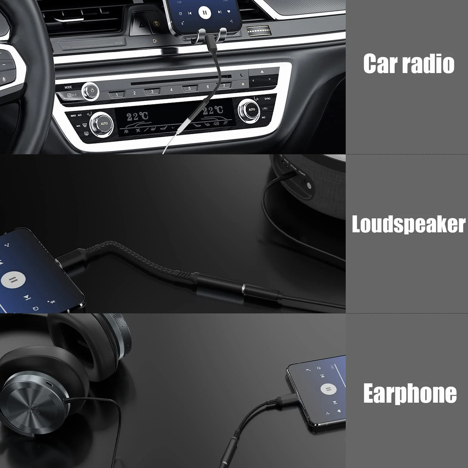 Adapter gniazda słuchawkowego 3,5 mm, adapter USB typu C z DAC, słuchawki cyfrowe typu C na audio kompatybilny z iPhone 15 Pro Max/15 Pro/15, Galaxy S23-S20+, MacBook Pro, Huawei