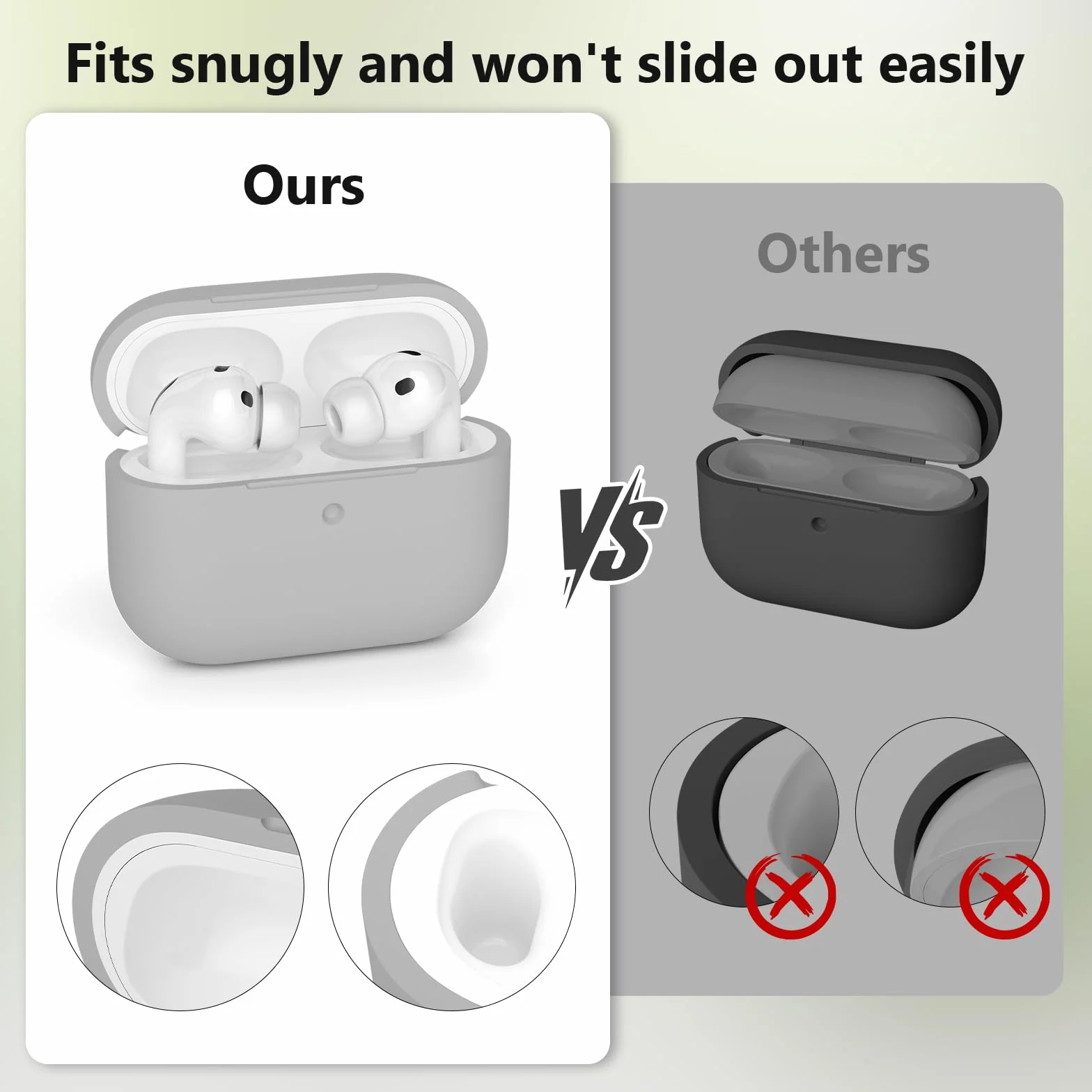 Etui kompatybilne z AirPods Pro 3, odporne na wstrząsy, odporne na upadki, odporne na zarysowania, silikonowe etui do AirPods Pro 3. generacji, z zestawem do czyszczenia i smyczą, szare