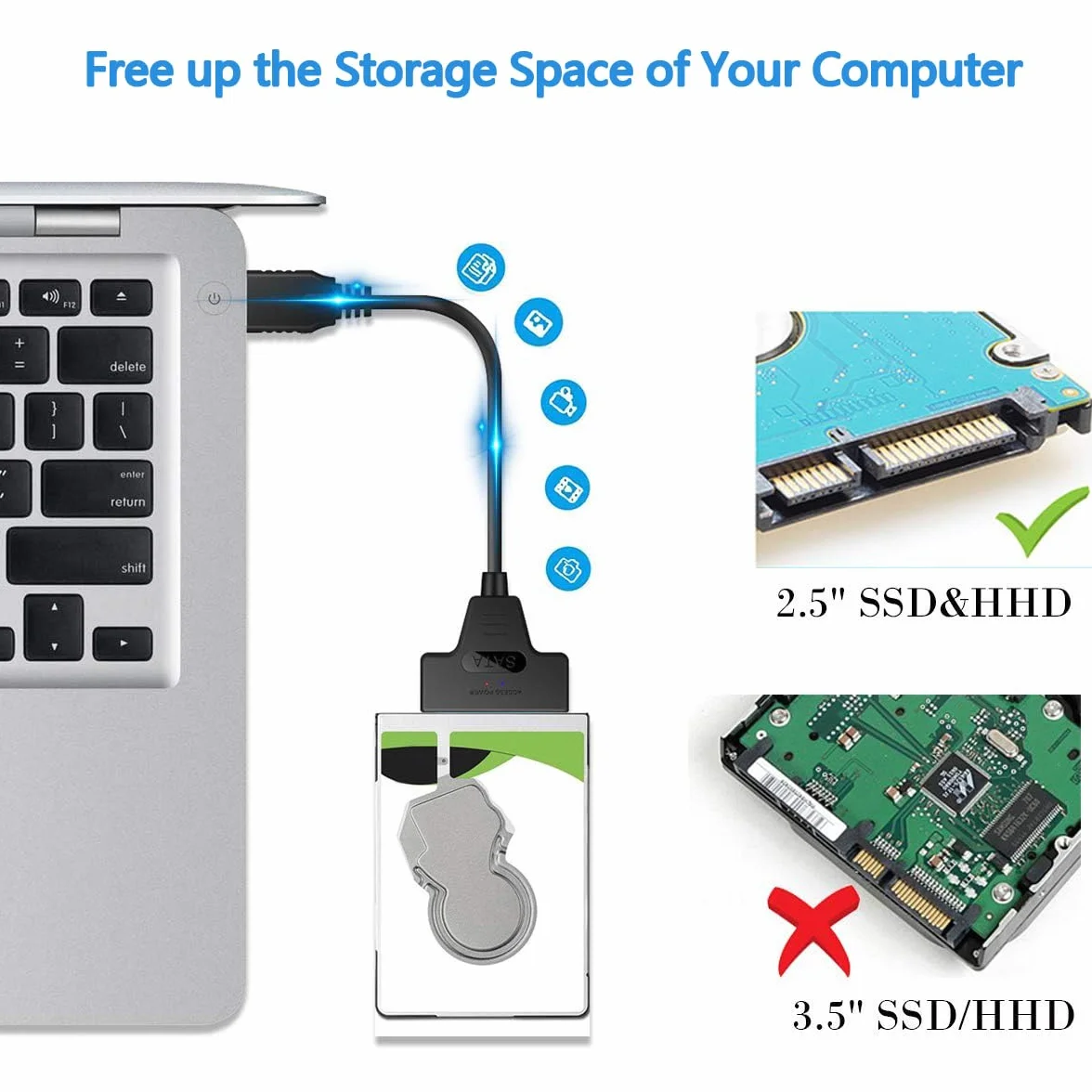 Kabel SATA na USB 3.0 Adapter do dysku twardego 2,5" SSD/HDD