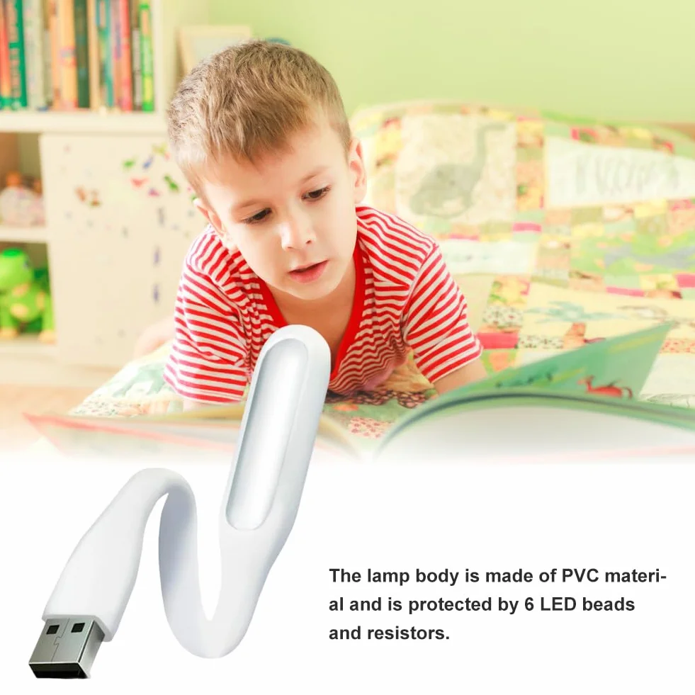 Cerioll Lampka USB, mini lampa LED USB, 3 sztuki, elastyczne światło do czytania, do notebooka, komputera, klawiatury, białe