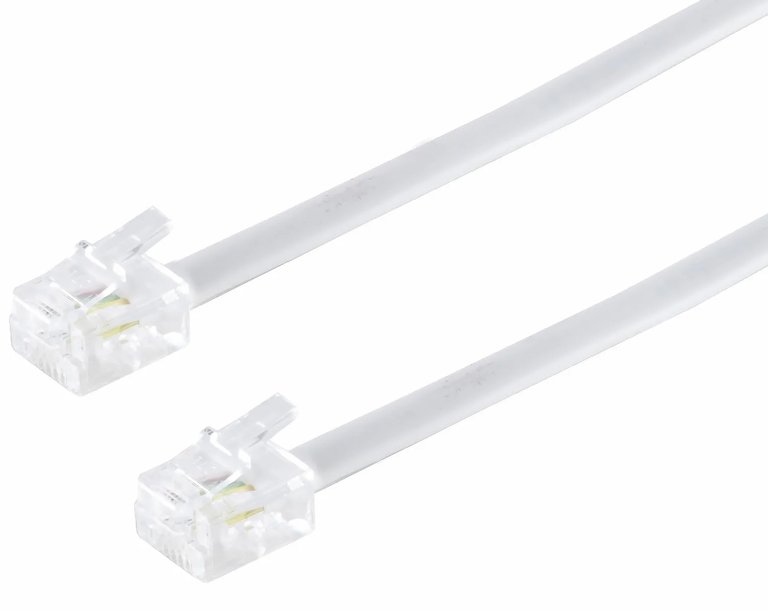 1aTTack.de 1 x 15 m - kabel telefoniczny RJ11 6/4 wtyczka na RJ11 6/4 wtyczka płaski 4-żyłowy wtyk westernowy biały