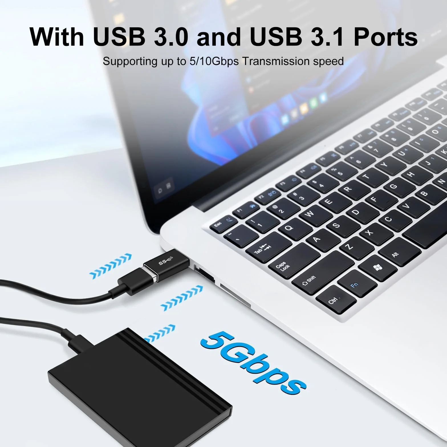 Złącze USB 3.0 Adapter USB A 3.0/3.1 męski na żeński, złącze kablowe typu A 3.0 żeński do żeńskiego, do podłączenia końcówek USB, złącze przedłużające