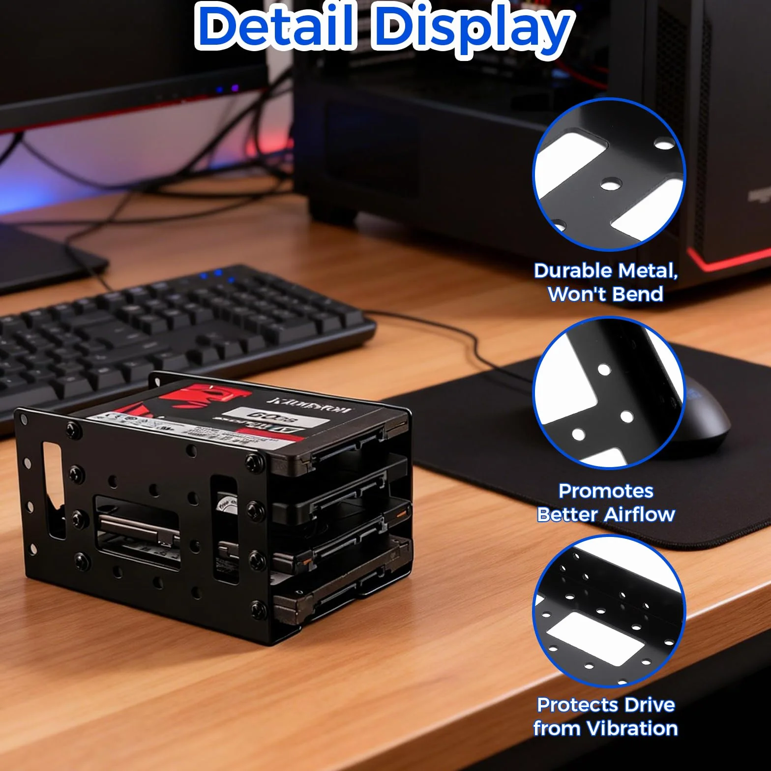 SSD ramka montażowa do dysków twardych 2 x 2,5" na 3,5" dysków twardych adapter ramka wymienna uchwyty szyny, uchwyt montażowy SSD/HDD, 4 x 6,3 cm metalowy uchwyt montażowy SSD uchwyt metalowy adapter