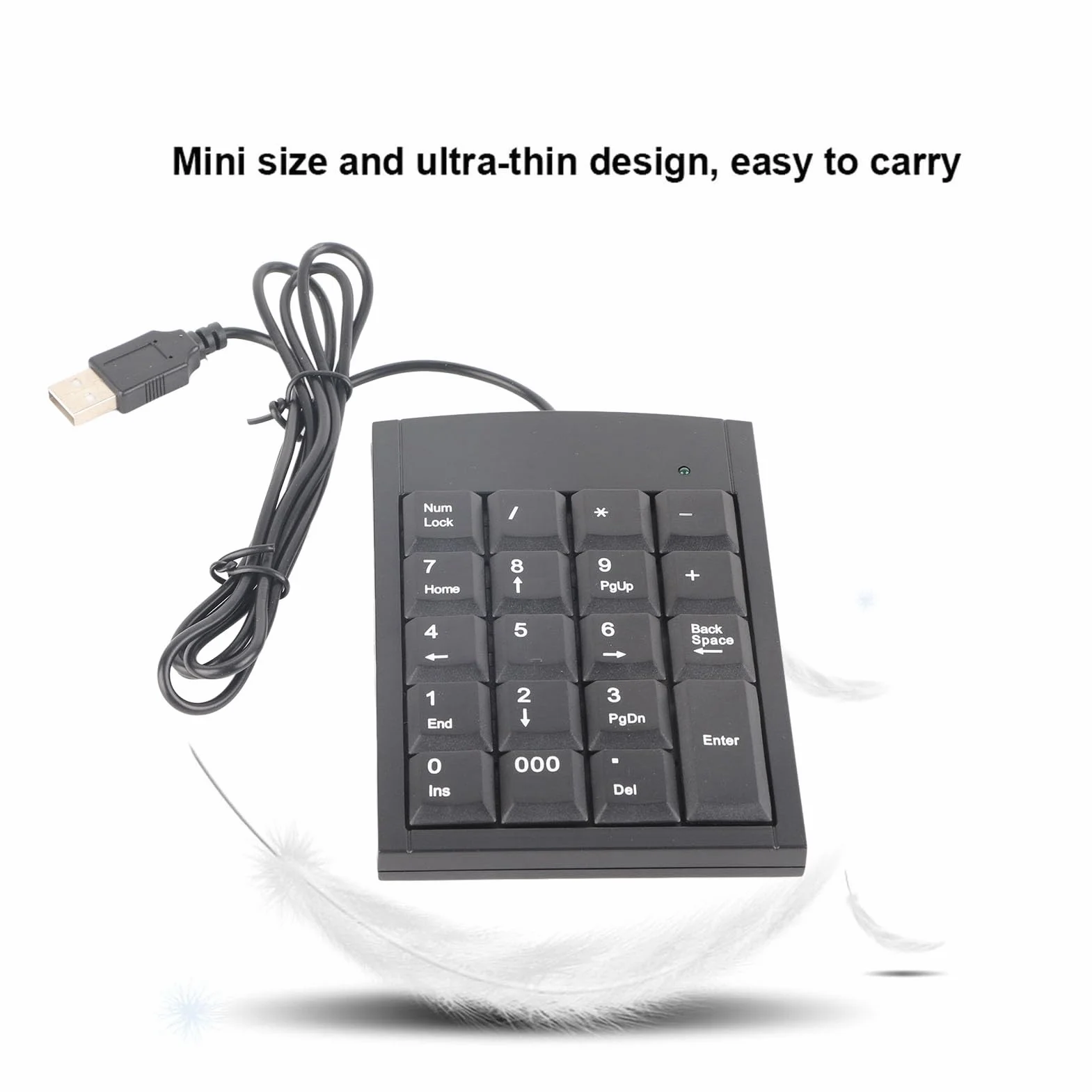 Mini klawiatura cyfrowa USB, dodatkowa klawiatura cyfrowa 19 klawiszy USB do laptopa PC, czarna