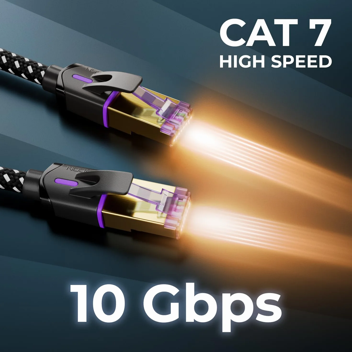 deleyCON 2m CAT7 Kabel Krosowy Nylonowy (10 Gbit/s, Ekranowanie S/FTP, Miedziany) Gigabit Sieciowy Ethernet Kabel RJ45 Wtyczka POE CAT 7 LAN do PC PS5 Routera Modemu TV Switch Laptop - Schwarz