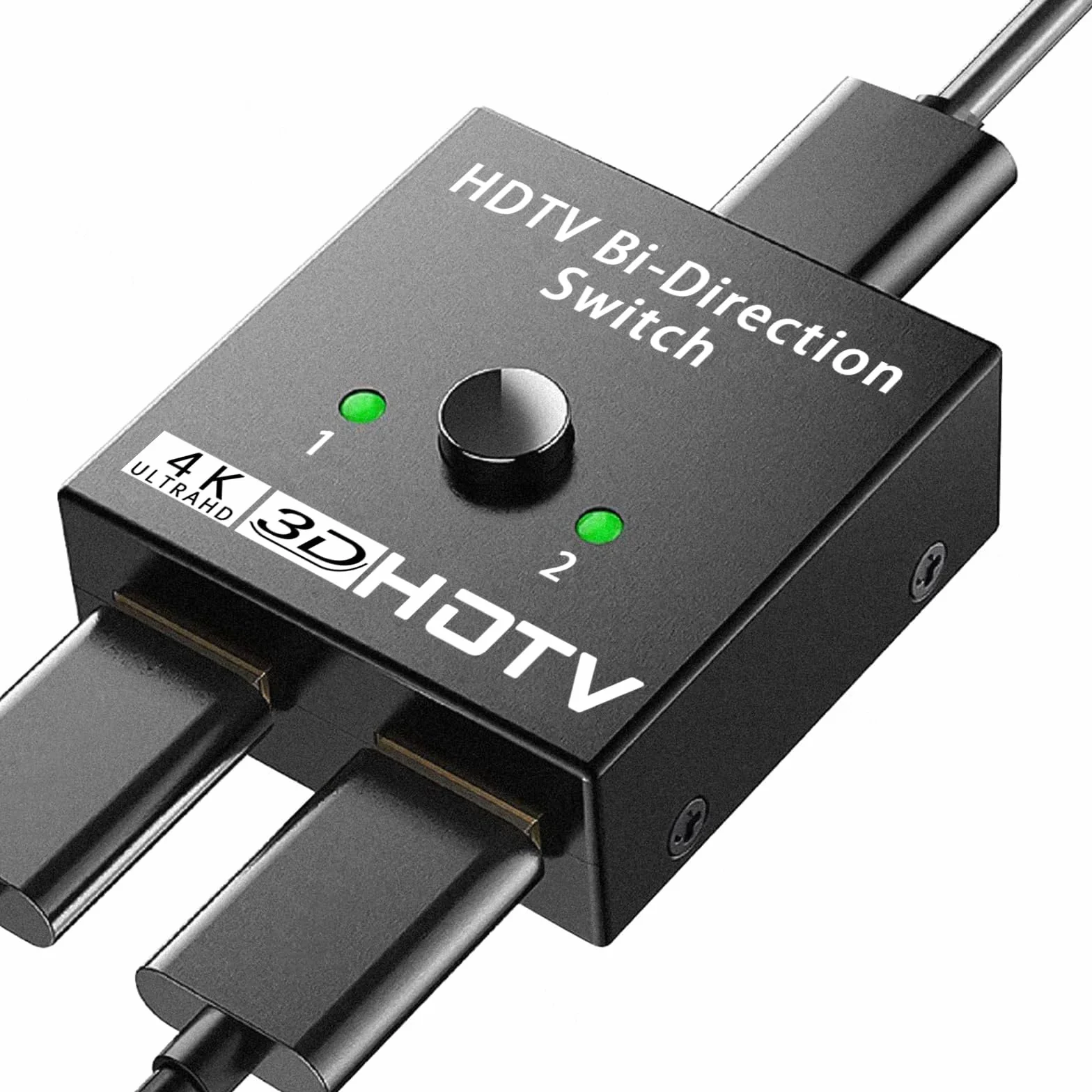 Avigers Przełącznik HDMI 2 w 1, 4K 60 Hz, HDMI Splitter 2 w 1 Out (tylko 1 monitor) przełącznik 2-HDMI port obsługuje HDR, 1080p/3D do laptopów, PC, pamięci TV, serii Xbox, PS5/4, projektora, monitora