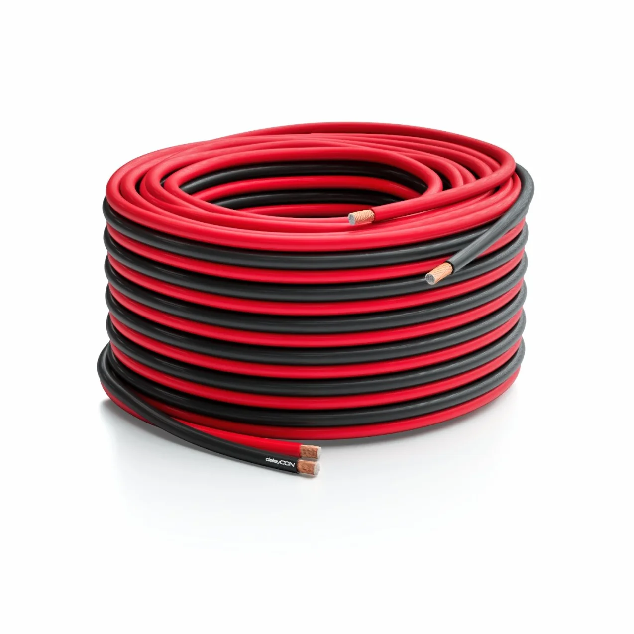 deleyCON 50m Kabel Głośnikowy 2x 4,0mm² Przewód Głośnikowy Aluminium Pokryte Miedzią CCA 2x56x0,30mm Lica Oznaczenie Biegunowości - Czerwony/Czarny