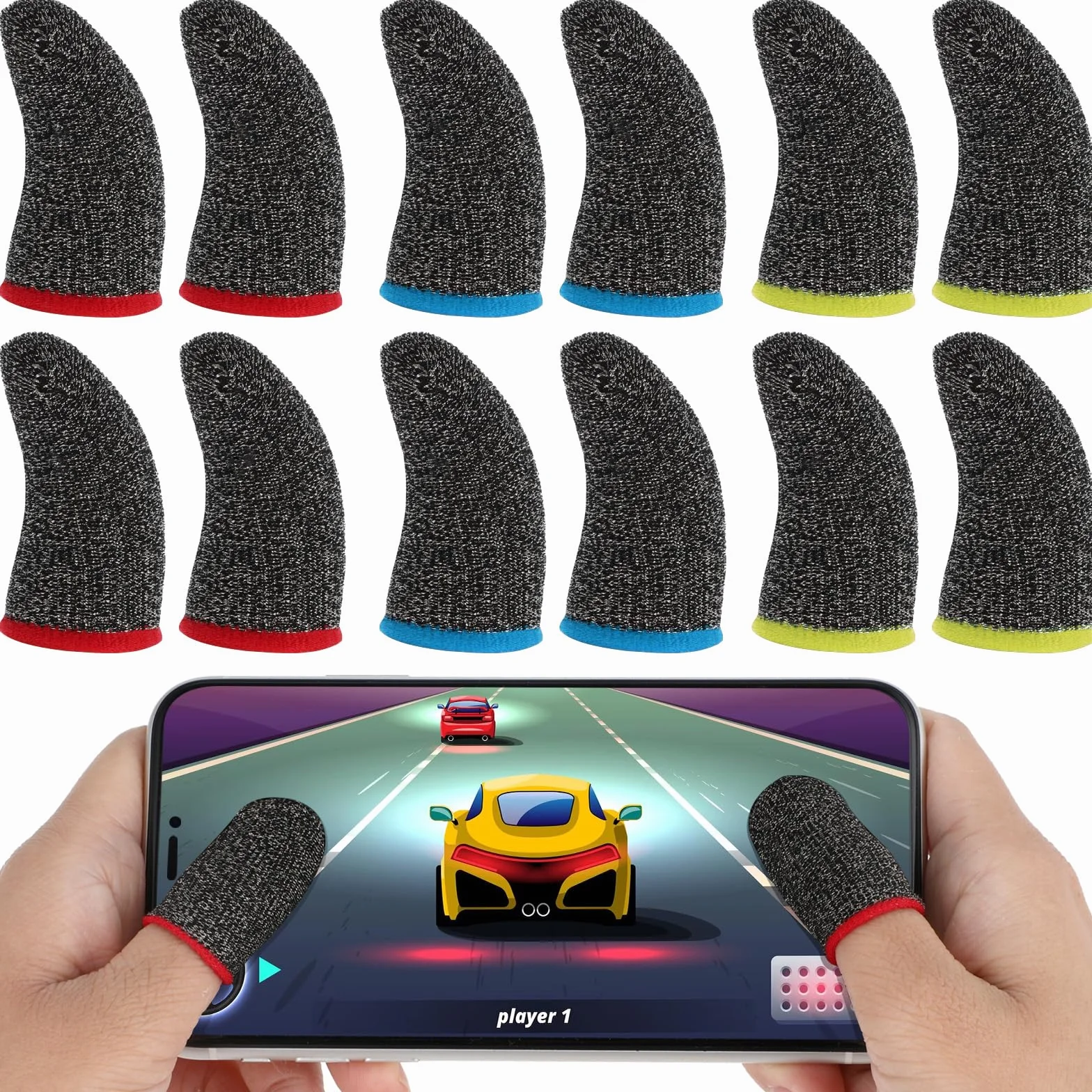 Ouligay 30 szt. rękawów na palce do gier, oddychające rękawiczki na palec do gier, rękawy na kciuki, pokrowce na palce, pokrowce na palce, Dedales para Dedos Gamer, do gier na telefon komórkowy