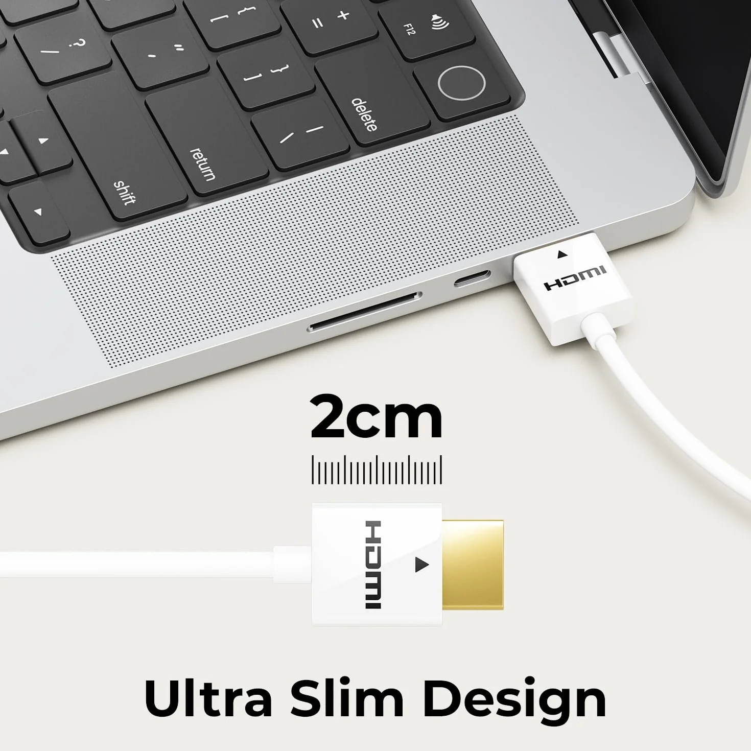 deleyCON 2m 4K HDMI 2.0 Kabel Slim (Mały i Elastyczny Kabel HDMI) - 1080P 2160P UHD ARC HDR 3D do TV, Monitora, Projektora, Laptopa, Notebooka, PC, Komputera, PS4, PS5, XBOX - Biały