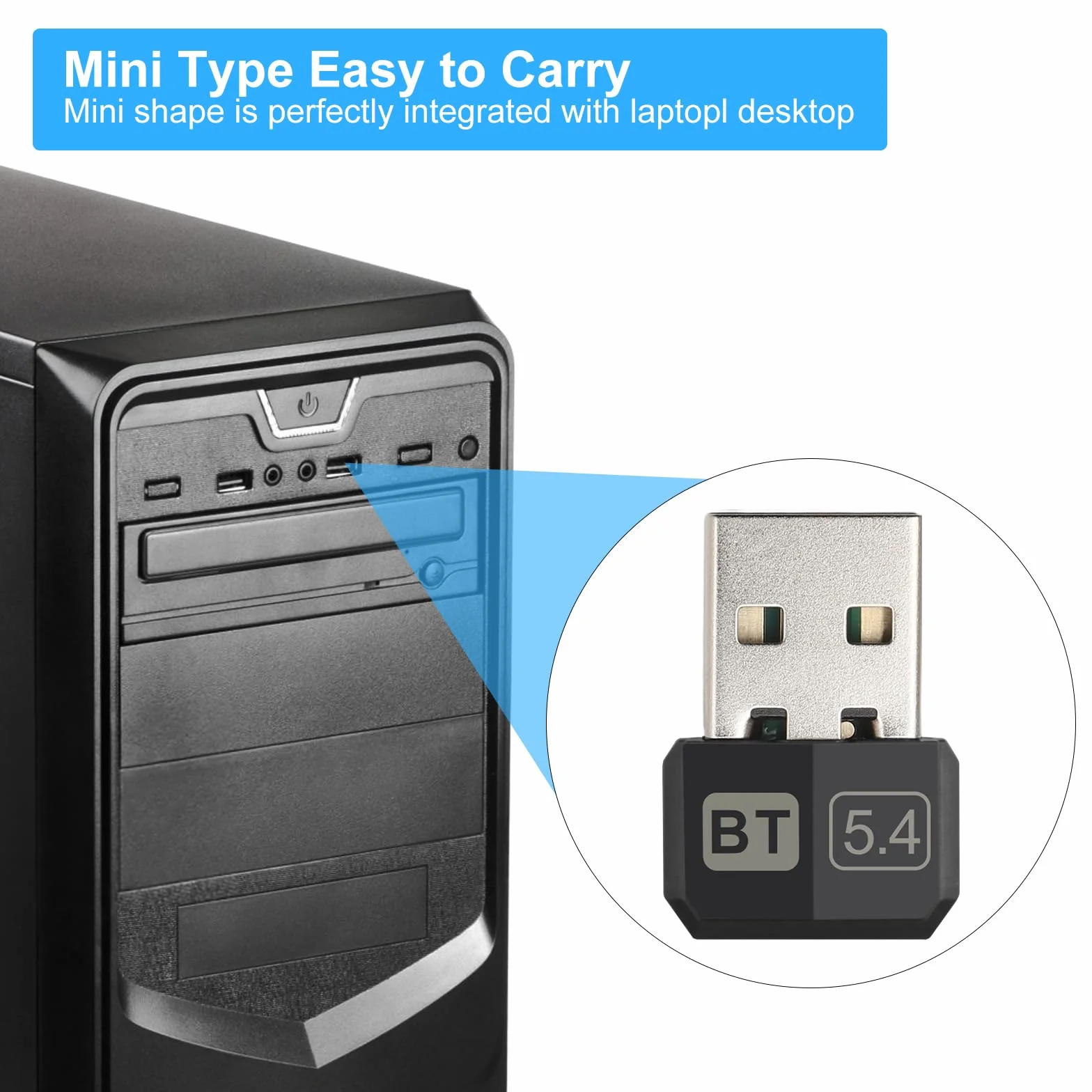 TNSLAND Adapter Bluetooth 5.4, USB Stick Dongle do PC, Plug and Play, Kompatybilny z Win7 8 8.1 10 11