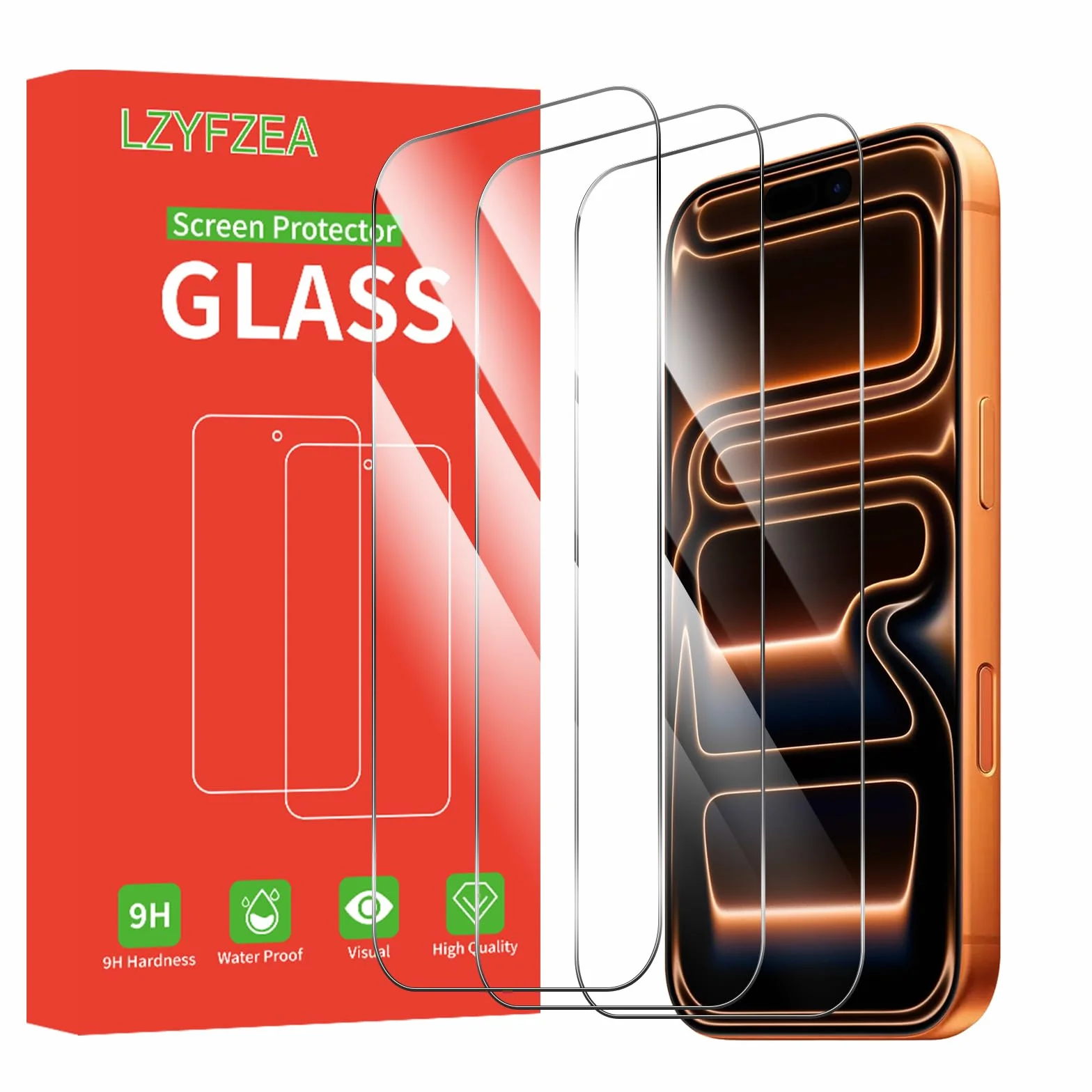 3-pak szkła pancernego do iPhone 17 Pro, bez zarysowań, twardość 9H, bez pęcherzyków powietrza, przezroczyste HD