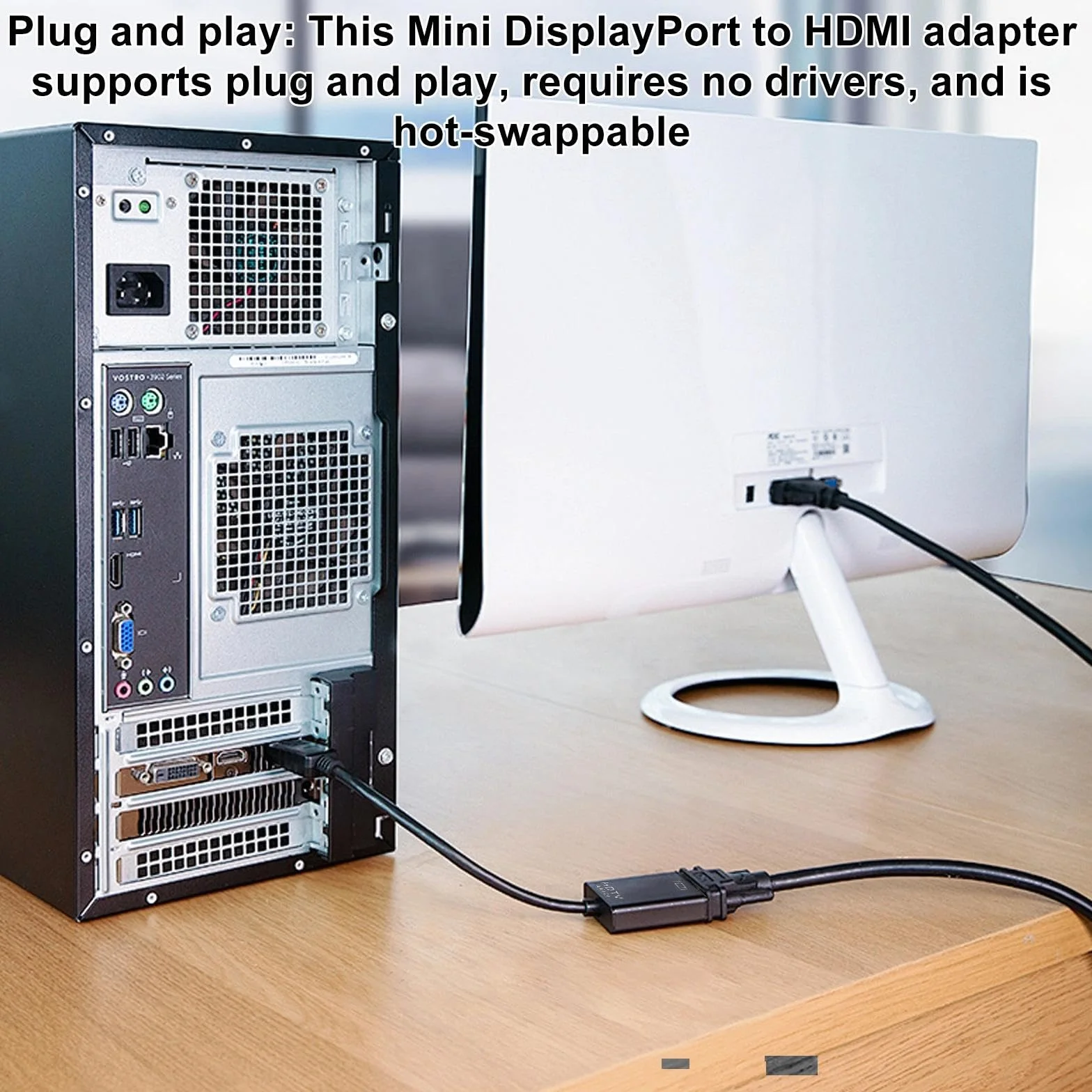 HENGBIRD Mini DisplayPort na HDMI adapter 4K, Mini DP na HDMI konwerter kabla do Thunderbolt 2 MacBook Pro Air iMac Surface Pro, stabilna transmisja 4K z pozłacaną wtyczką, do prezentacji biura