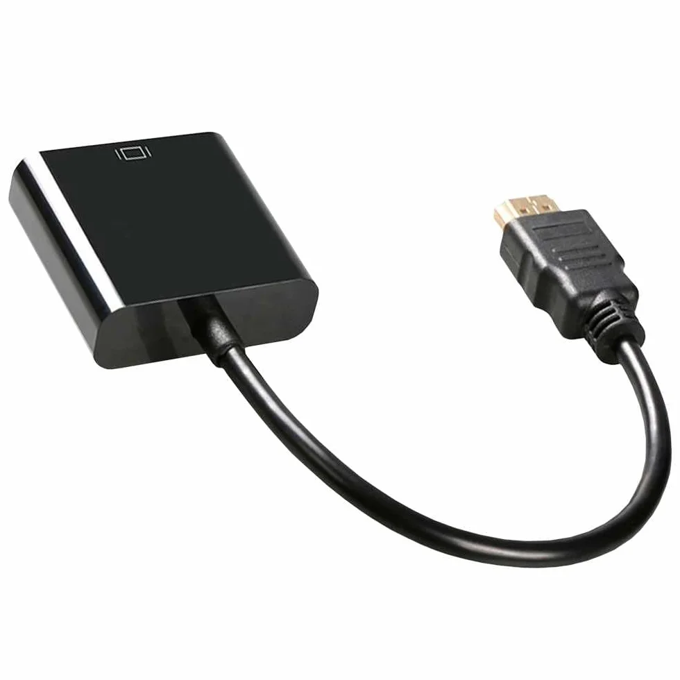 Ociodual Adapter kablowy męski HDMI na żeński VGA Full HD 1080p konwerter czarny do laptopa PC monitor wideo kabel adapter