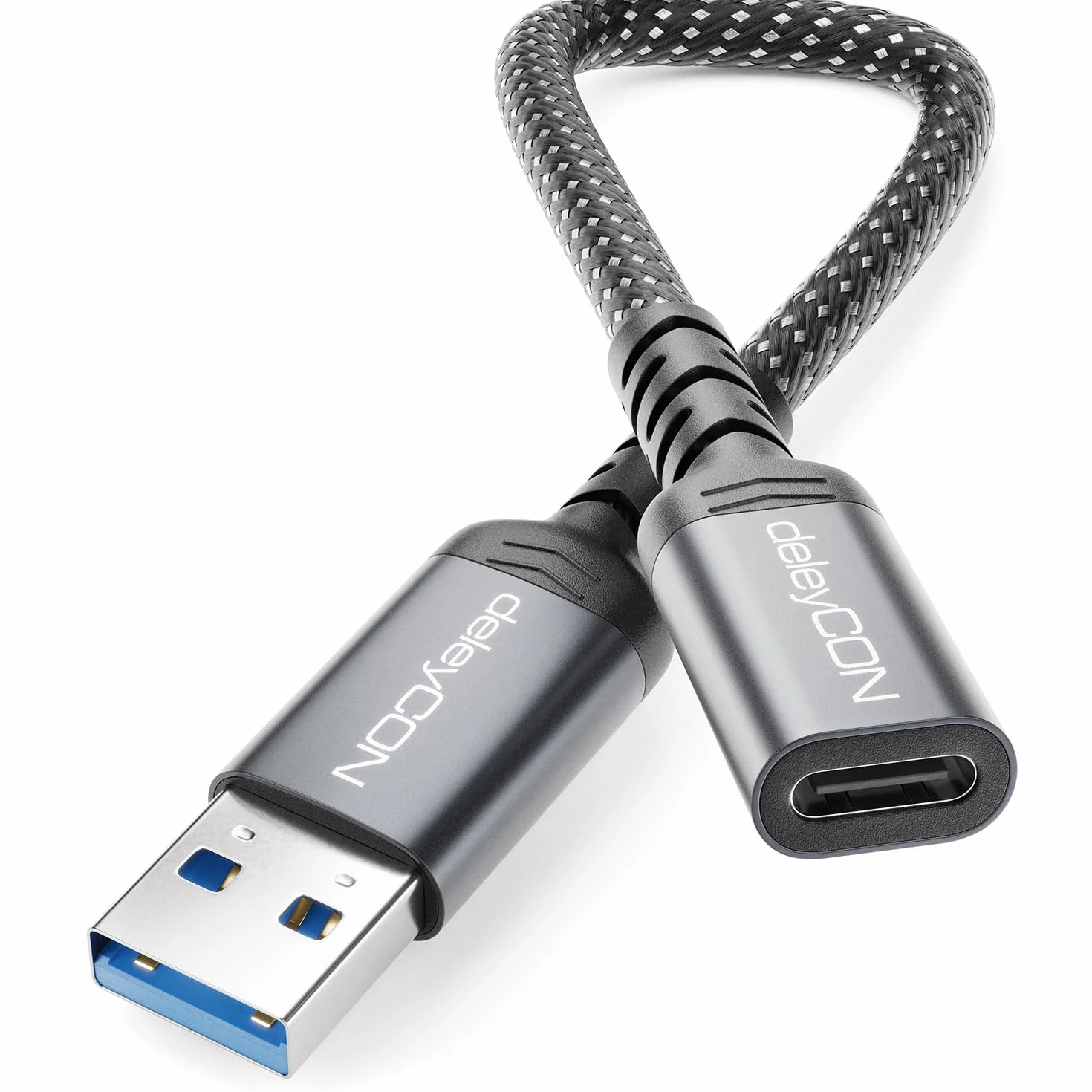 deleyCON Adapter USB-C na USB 10 Gbps - Gniazdo Typ-C do Wtyku USB-A, Przewód - do iPhone 17/16/15, iPad, Galaxy S25/S24/S23, A56, A16, Laptopa, SSD, HDD, Notebooka, CarPlay itp.