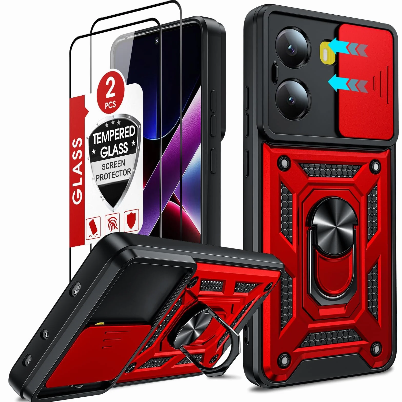 LeYi Etui do Xiaomi Poco X7 PRO ze szkłem hartowanym, odporny na wstrząsy TPU zderzak 360°