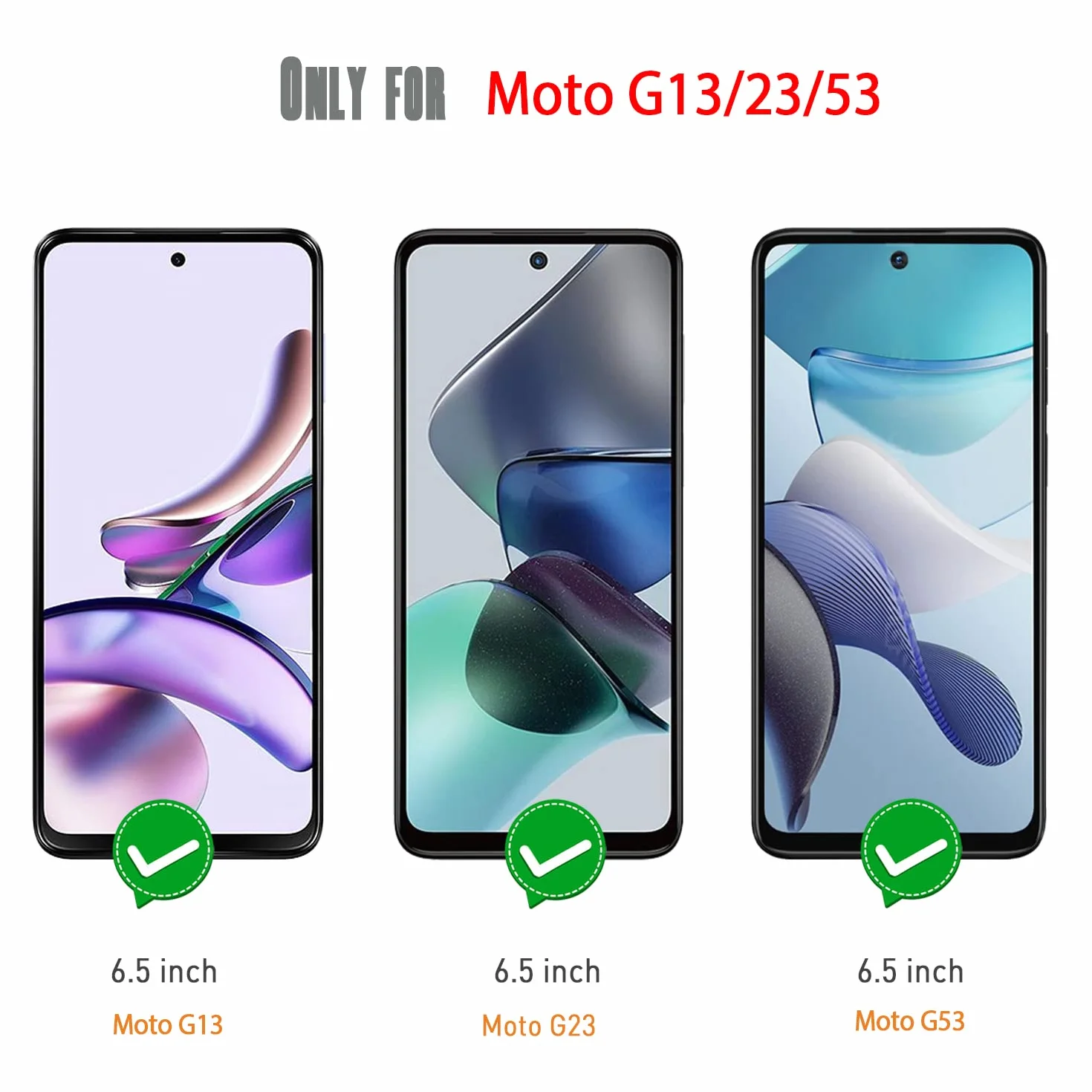 WFTE Ochraniacz do ekranu do Motorola Moto G13/G23/G53, 2 szt., twardość 9H, bez odcisków palców, bez pęcherzyków, ochraniacz ze szkła hartowanego, ochraniacz do Motorola Moto G13/G23/G53
