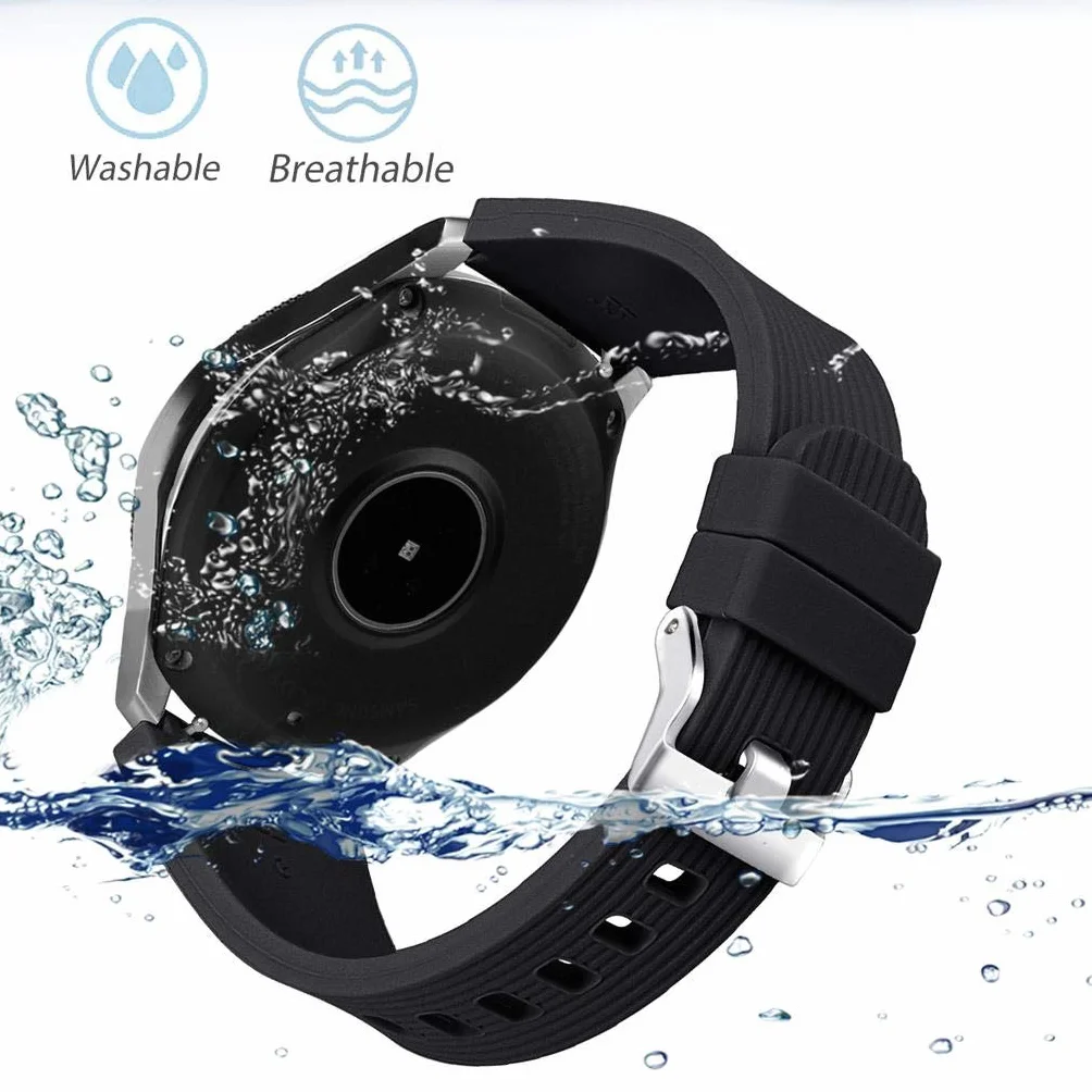 Pasek kompatybilny z Samsung Galaxy Watch 46 mm, Galaxy Watch 3 45 mm, Gear S3 Frontier / Classic, 22 mm, miękki silikon, zapasowy pasek do Huawei GT 2