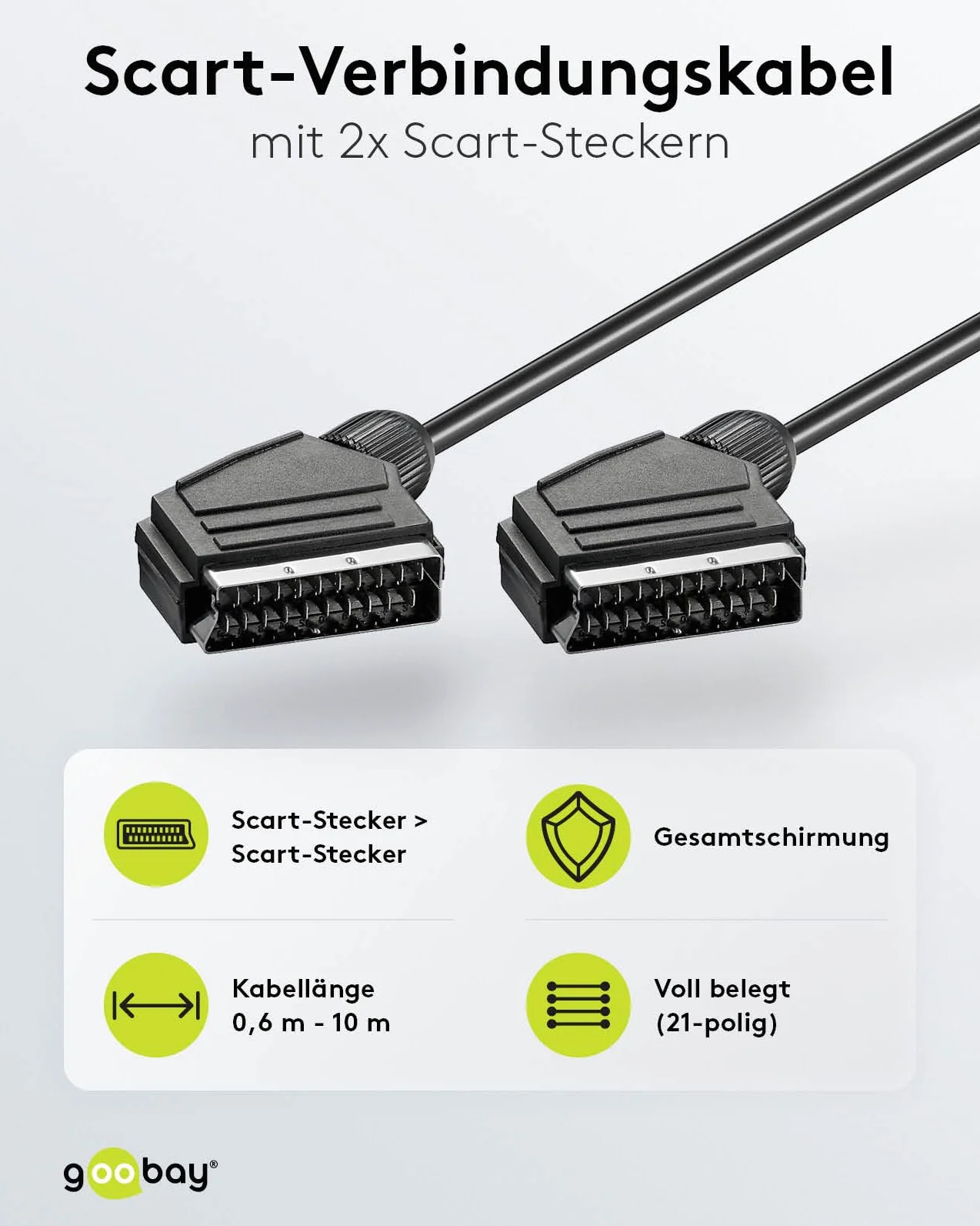 Goobay 11702 SCART kabel przyłączeniowy, niklowany, średnica 7 mm, długość kabla 1,5 m