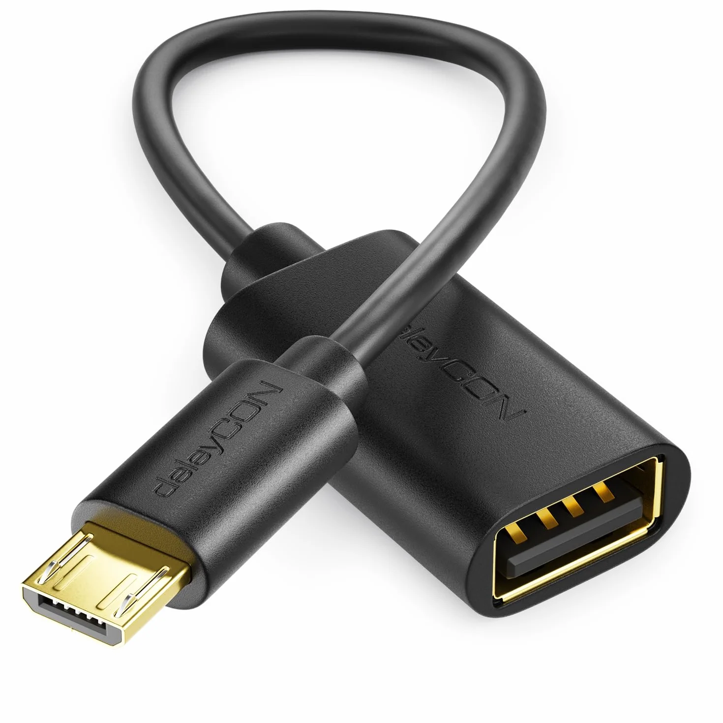 deleyCON 20cm USB 2.0 High Speed OTG Kabel Adapter (1 Sztuka) - USB-A na Micro-USB B - S7 S7 Edge S6 S6 Edge S5 S4 Note 5 4 3 - Czarny