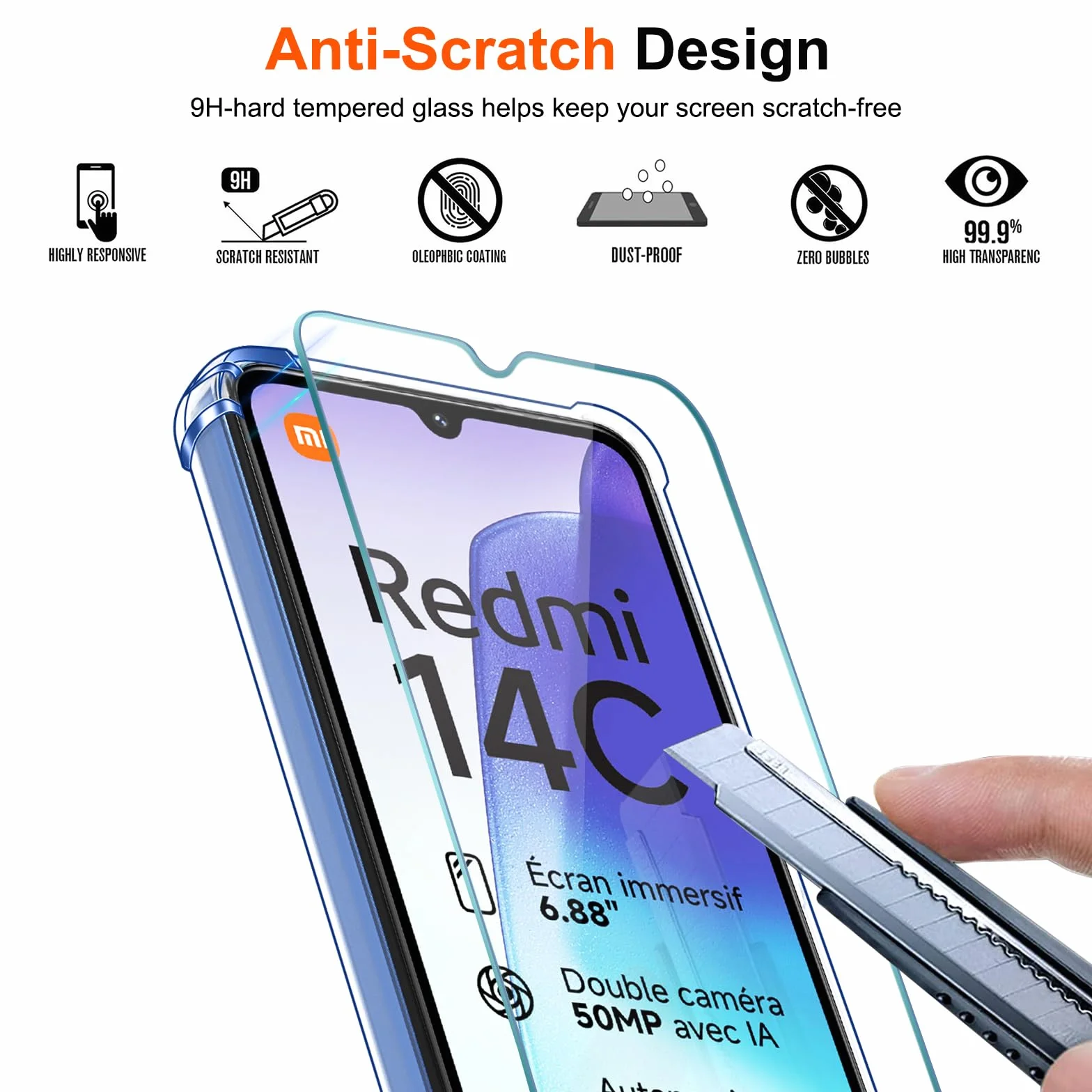 iVoler Etui 4 w 1 do Xiaomi Redmi 14C 4G Poco C75 z 3 szkłami hartowanymi przezroczysta odporna na wstrząsy obudowa silikonowa TPU