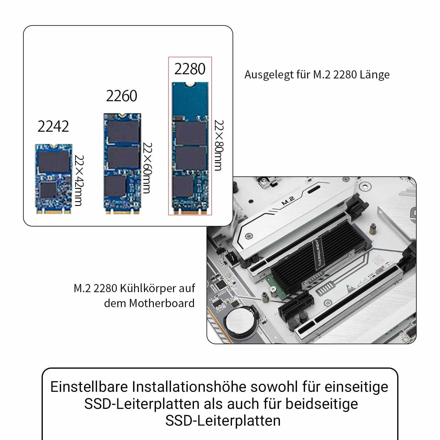 TR-Thermalright M.2 2280 A B - Ultimate M.2 SSD chłodnica dla lepszej wydajności i niezawodności, stop aluminium, który zapobiega przegrzaniu i opóźnieniom, chłodnica M.2 SSD