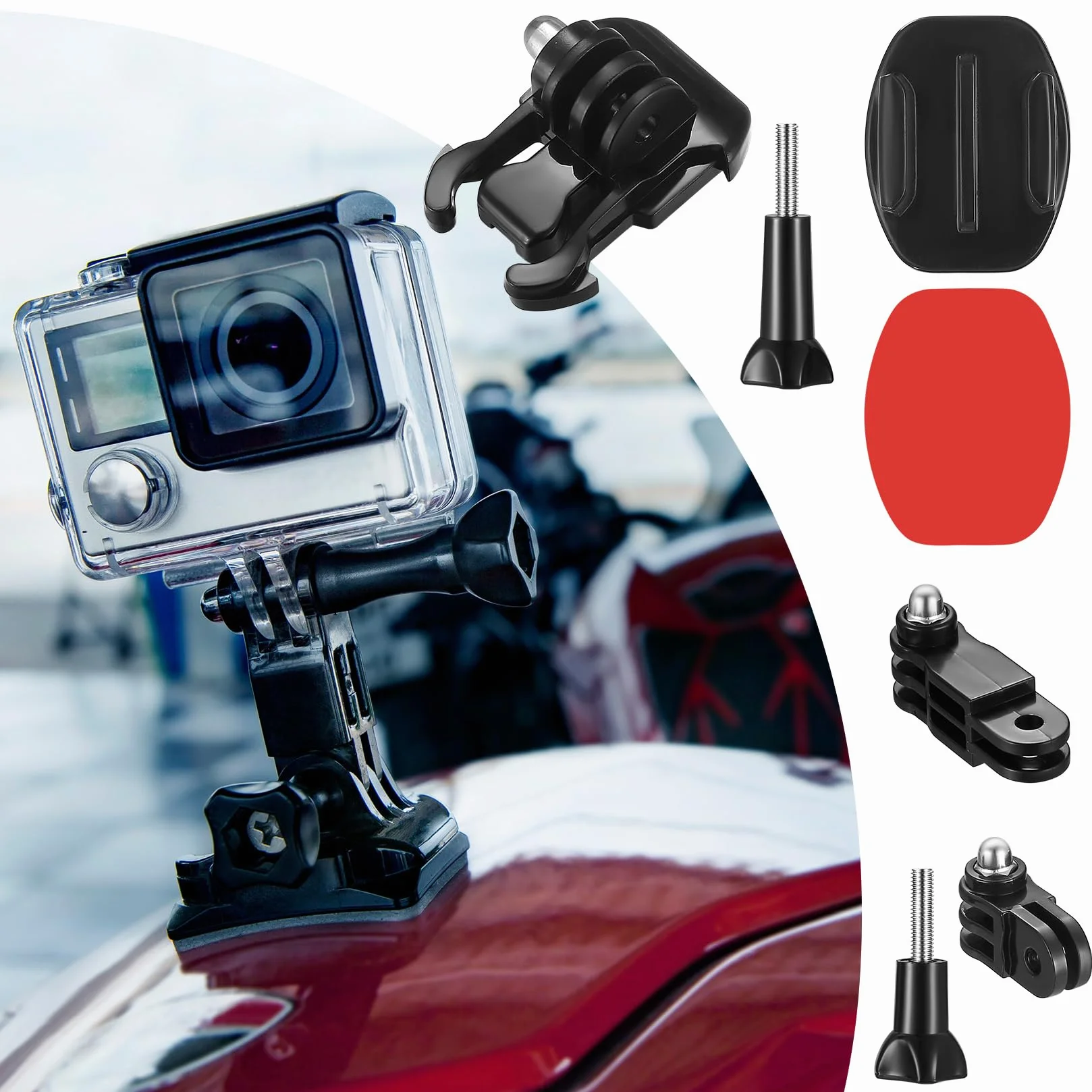 12 w 1 podkładkami samoprzylepnymi, do akcesoriów do mocowania kasku, do mocowania, zakrzywione uchwyty samoprzylepne kompatybilne z GoPro Hero Session 4/3/3+/2 DJI Osmo kamerami sportowymi