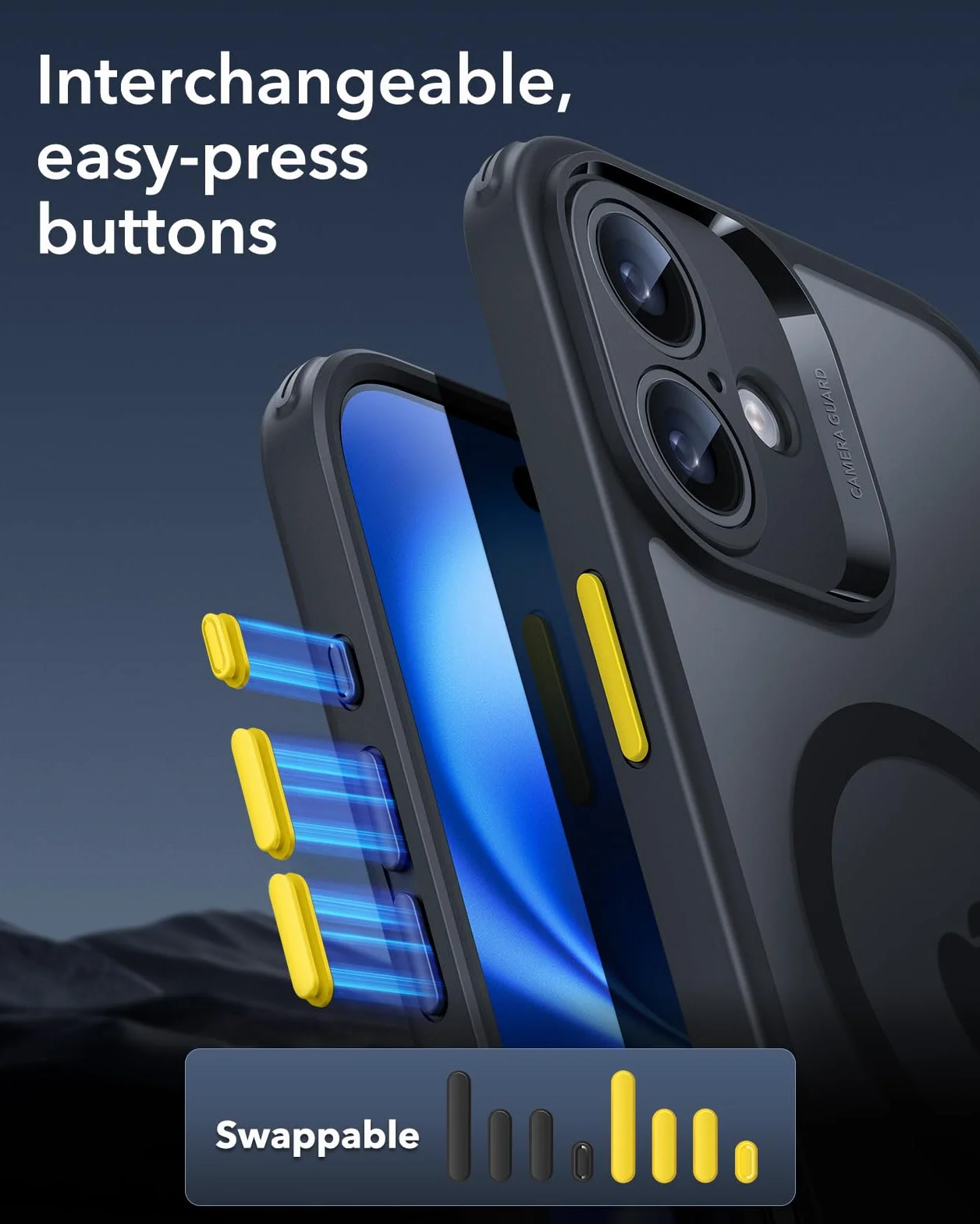 ESR Etui do iPhone’a 16, półprzezroczyste, matowe, kompatybilne z MagSafe, ochrona klasy wojskowej, seria klasyczna, matowa czerń