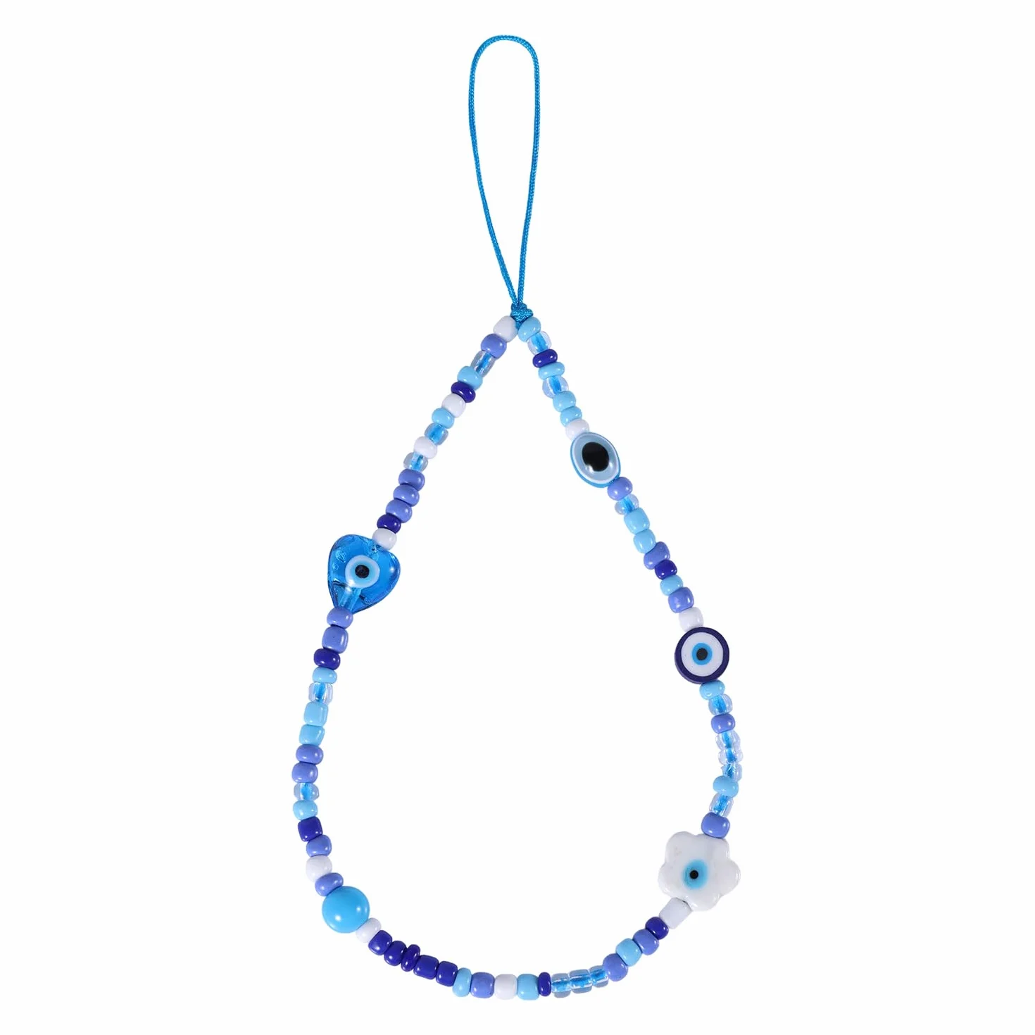 Evil Eye Zawieszka do Telefonu Komórkowego Beaded Lanyard Cell Phone Wristband Niebieski