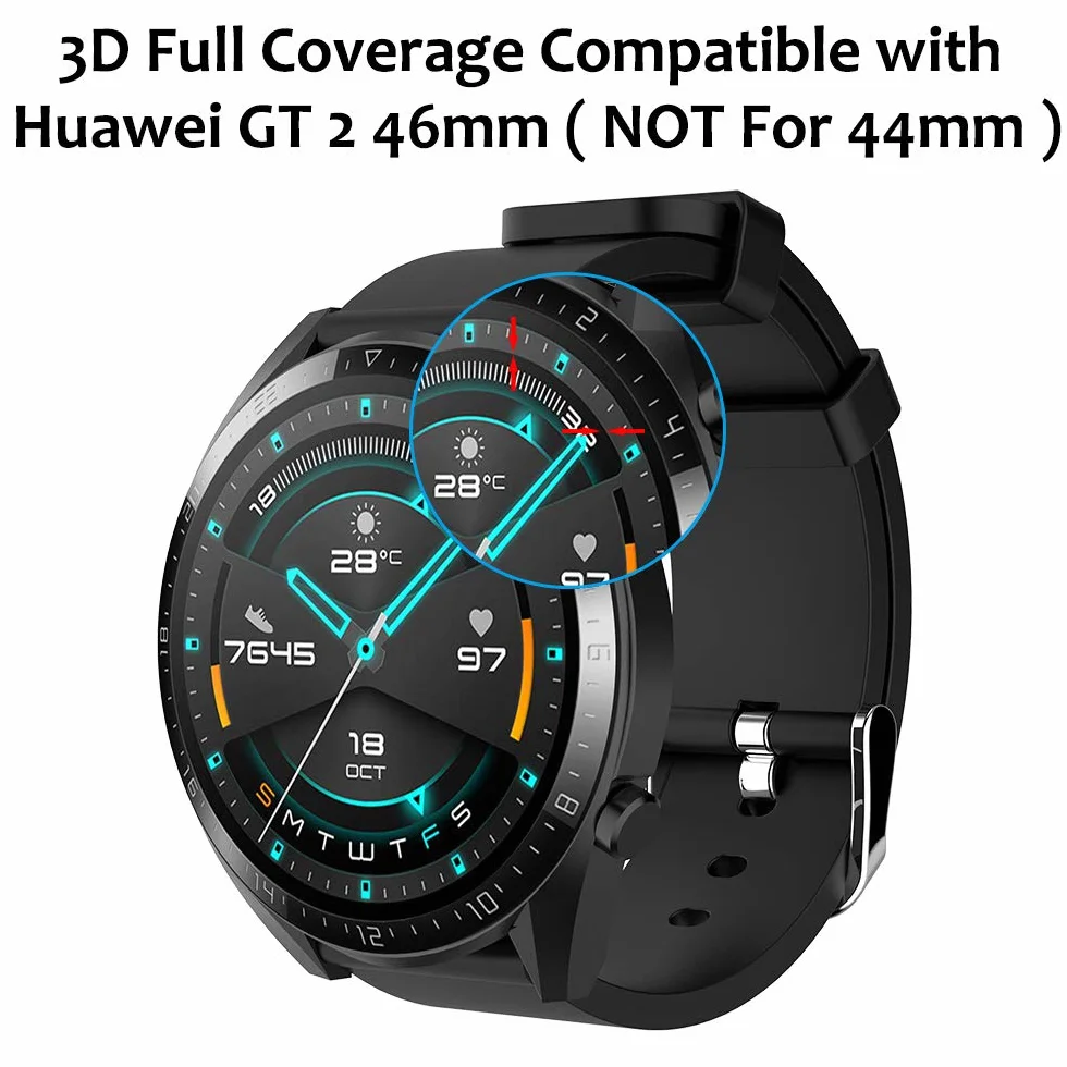 Hianjoo Szkło hartowane [5-pak] kompatybilne z Huawei Watch GT 2 46 mm, zamiennik osłony ekranu do Huawei GT 2 46 mm (nie dla 42 mm)