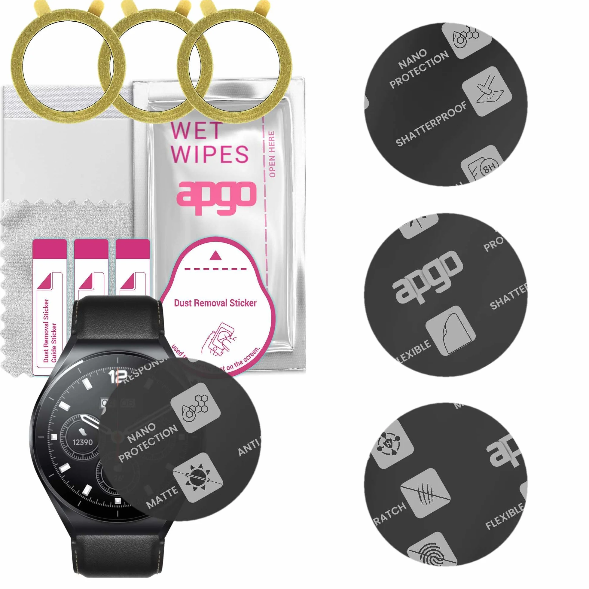 3x apgo MATTE Hybrydowe MATOWE szkło ochronne do Xiaomi Watch S1, elastyczne szkło nano, doskonała alternatywa dla szkła hartowanego, odporne na zarysowania, pełny klej