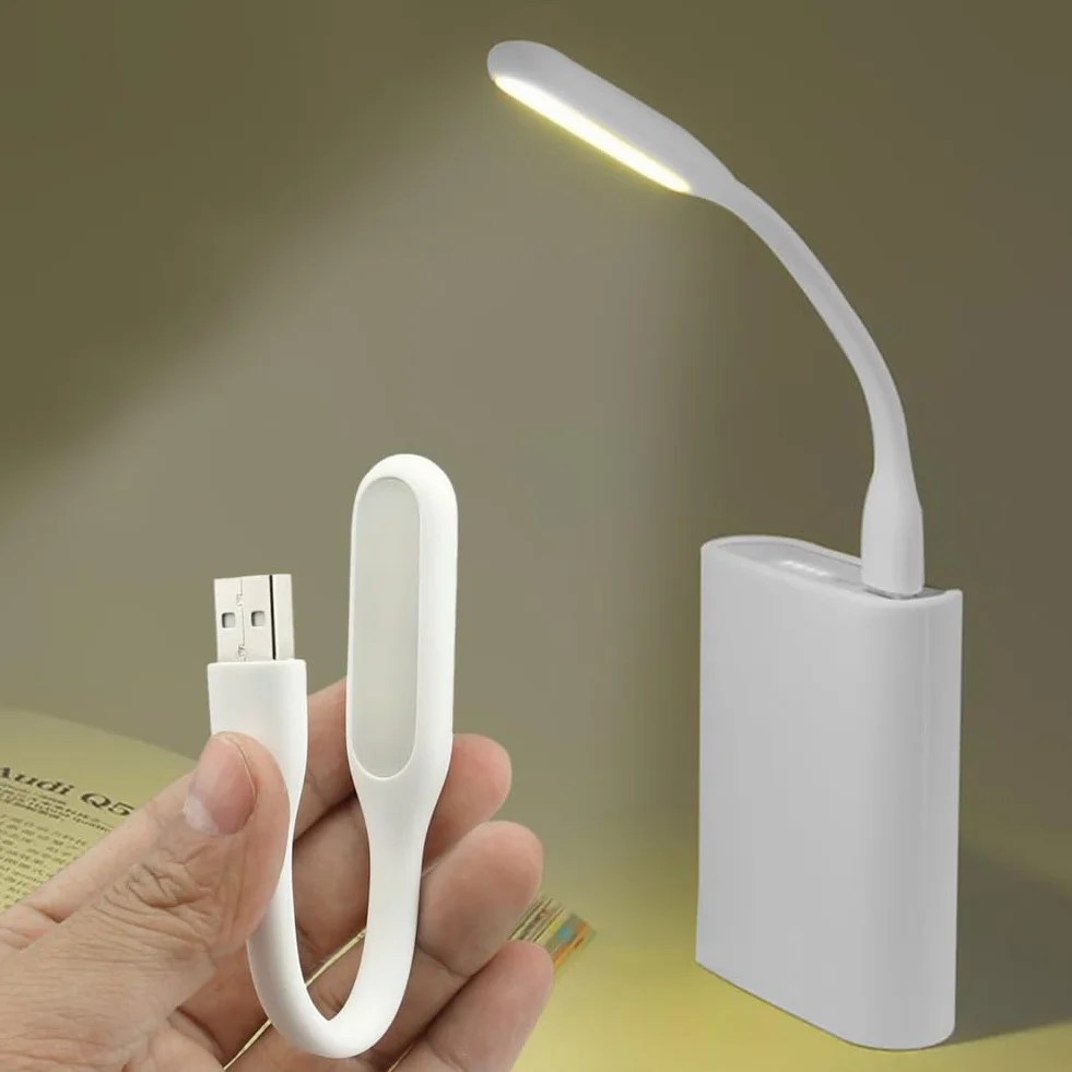 Cerioll Lampka USB, mini lampa LED USB, 3 sztuki, elastyczne światło do czytania, do notebooka, komputera, klawiatury, białe