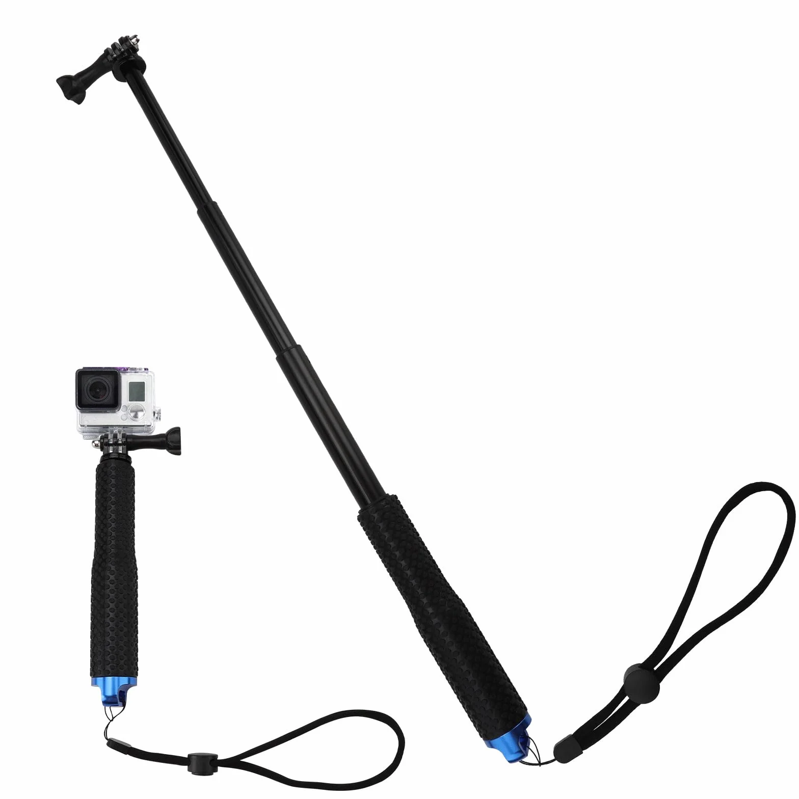 Drążek teleskopowy, kijek do selfie do kamery Gopro, Selfie Stick Action Cam, 19 drążków przedłużających, statyw jednonożny do GoPro Hero 12/11/10/9/8/7 DJI Osmo Action Black SJCAM Xiaomi