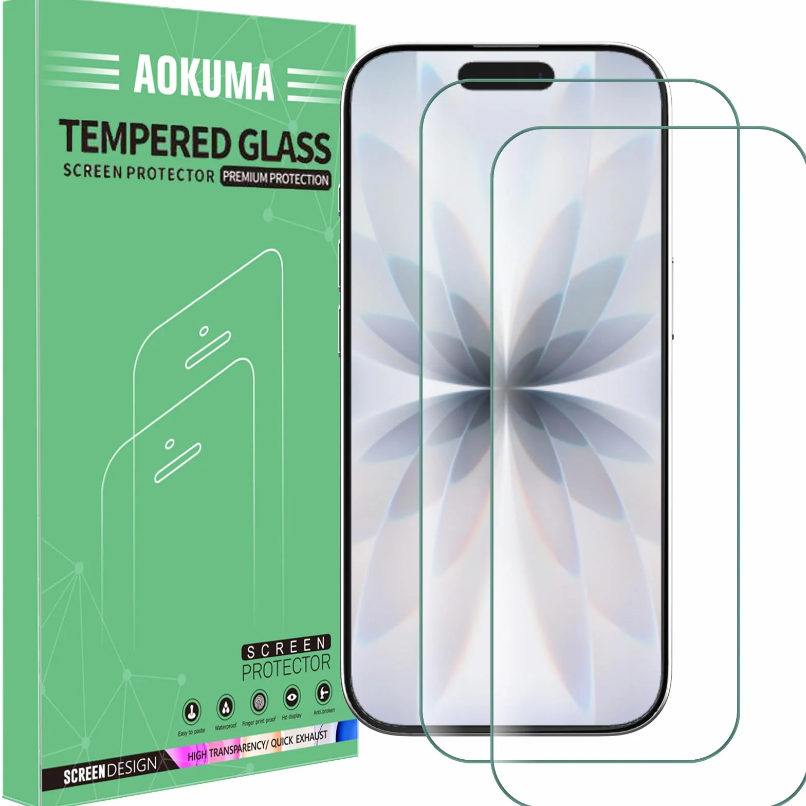AOKUMA Folia ochronna do iPhone 17/17 Pro, szkło pancerne, 2 sztuki, szkło kompatybilne z iPhone 17/17 Pro, folia szklana premium o twardości 9H, odporna na zarysowania, odpryski, olej, pęcherzyki