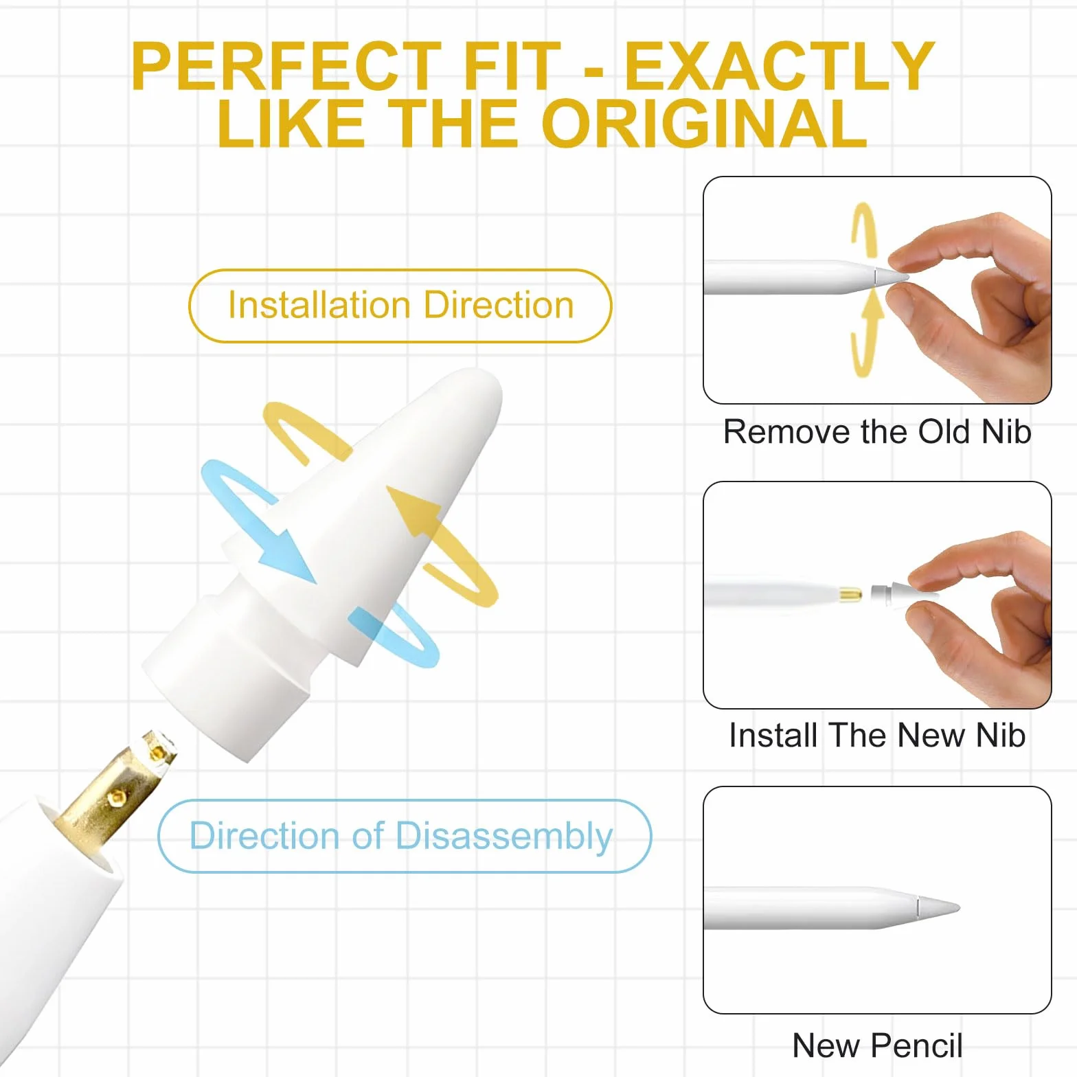 Magnetyczna nasadka zamienna i adapter do ładowania zestaw do Apple Pencil, silikonowa nasadka ochronna z adapterem Tether, kompatybilna z iPad Pencil 1. generacji
